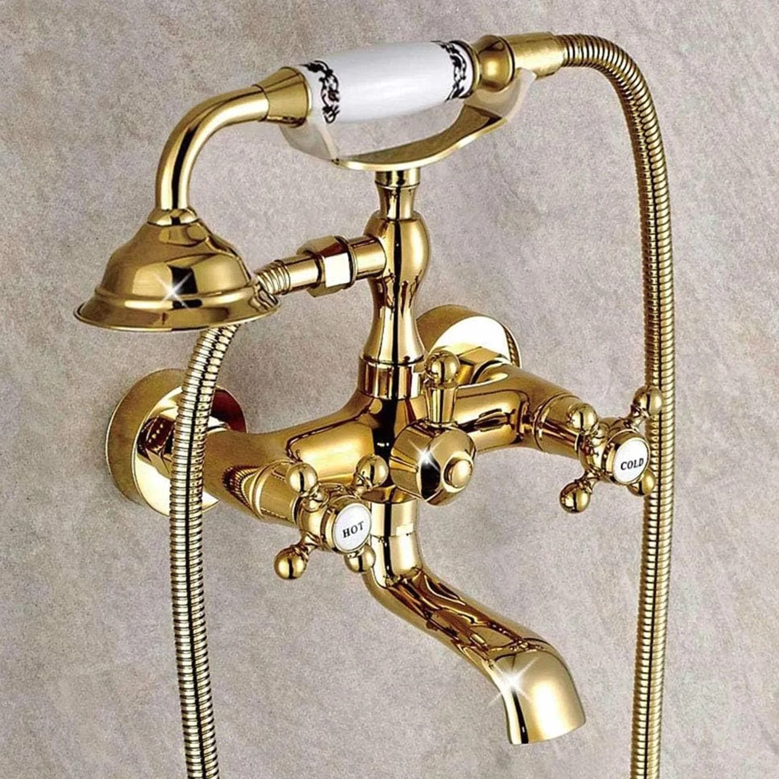 Bateria wannowa z prysznicem ręcznym, bateria ścienna, bateria wannowa, bateria mieszaczowa dwuuchwytowa, bateria prysznicowa łazienkowa