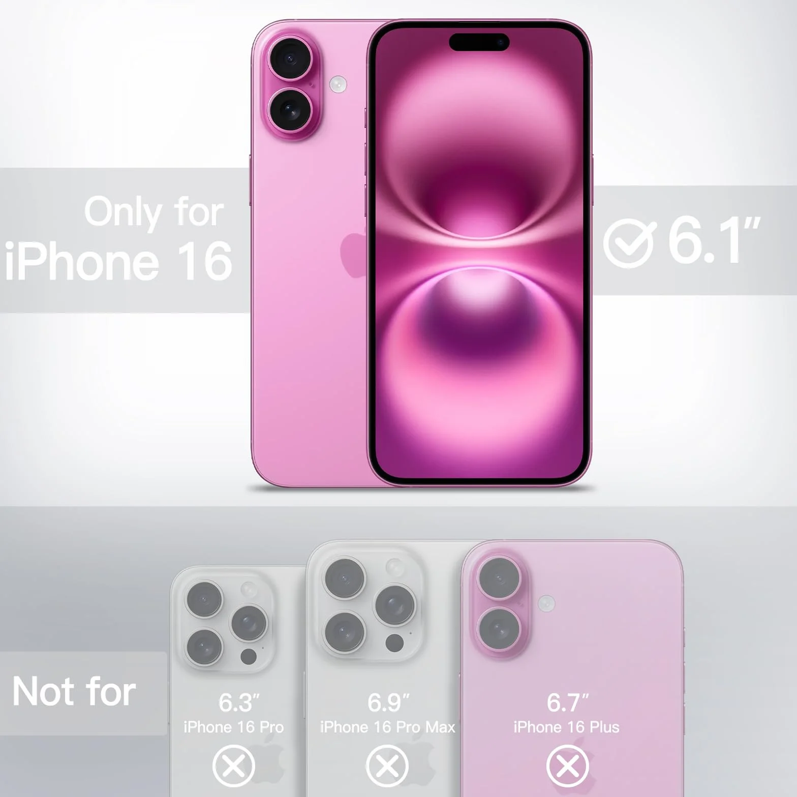 JETech Etui iPhone 16 6,1 Cala Matowe Odporne na Wstrząsy Ochrona Przed Upadkiem Klasy Wojskowej Jasnoróżowy