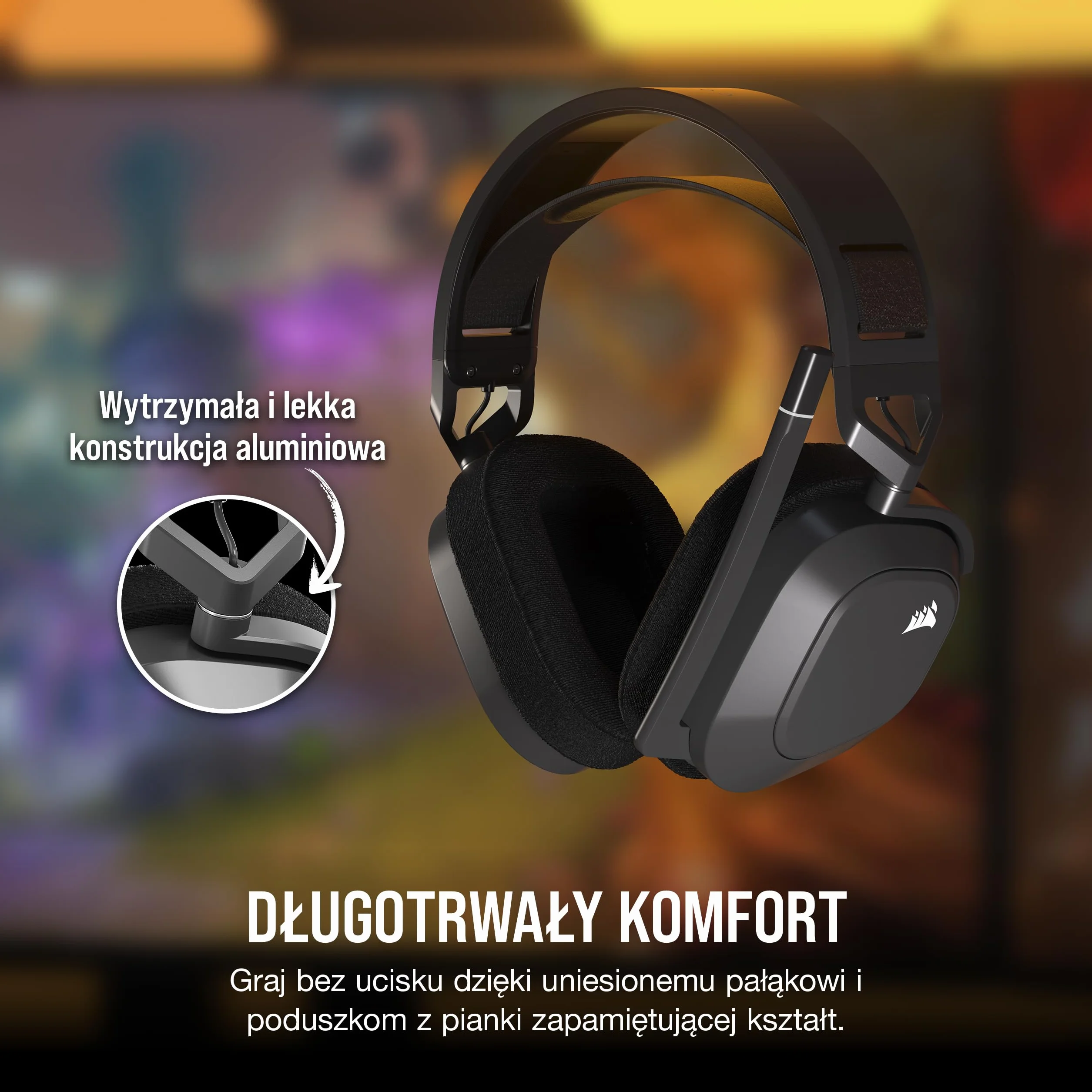 Corsair HS80 MAX WIRELESS Wieloplatformowy Zestaw Słuchawkowy do Gier z Bluetooth – Dolby Atmos – Mikrofon o Jakościowej Transmisji – Kompatybilny z iCUE – PC, Mac, PS5, PS4, Mobile – Stalowoszary
