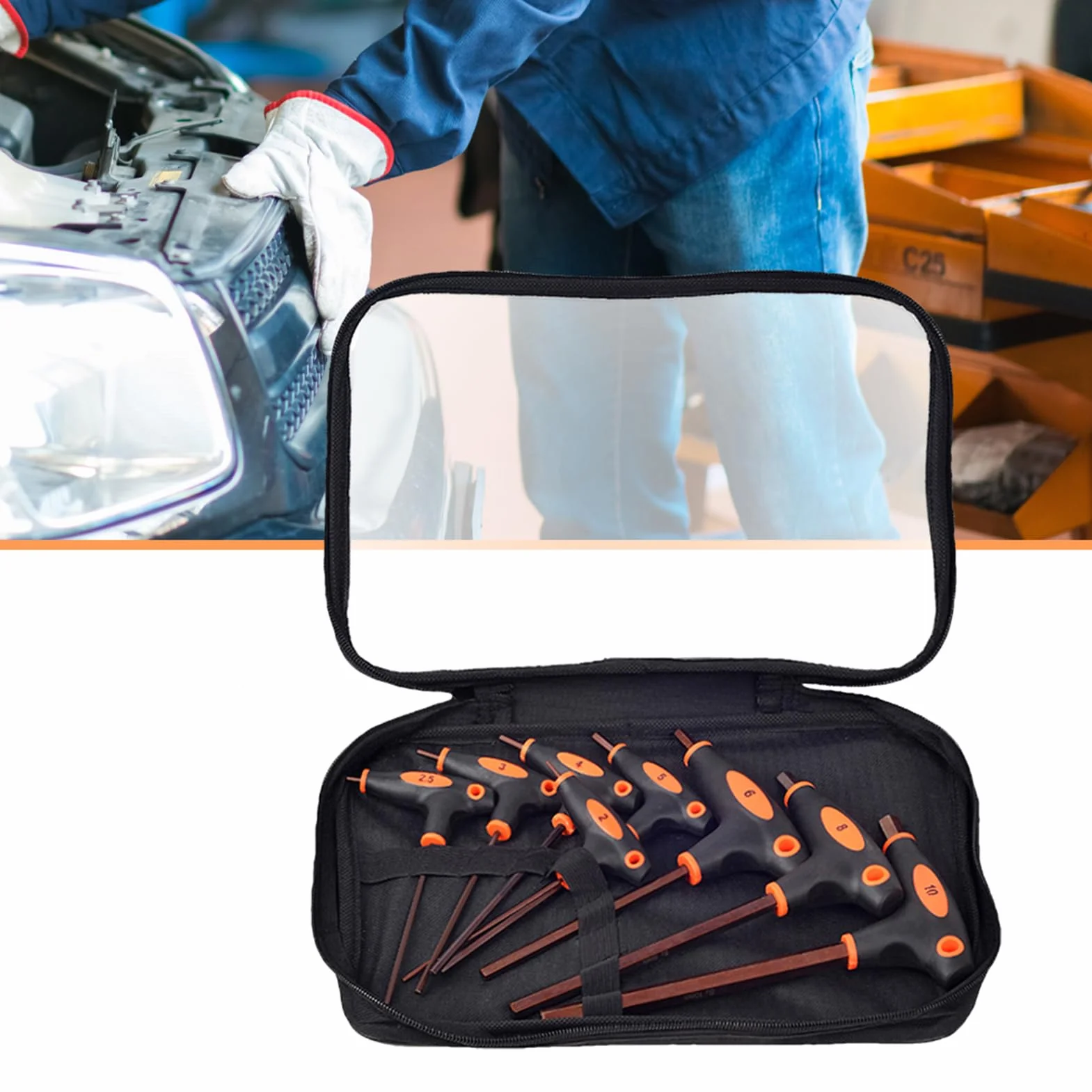 Zestaw Kluczy Imbusowych T 8-częściowy Dwustronny Klucz Z Uchwytem T | Przenośny Zestaw Imbusowy do mechaniki, na zewnątrz, dom, garaż, meble, rower, motoryzacja