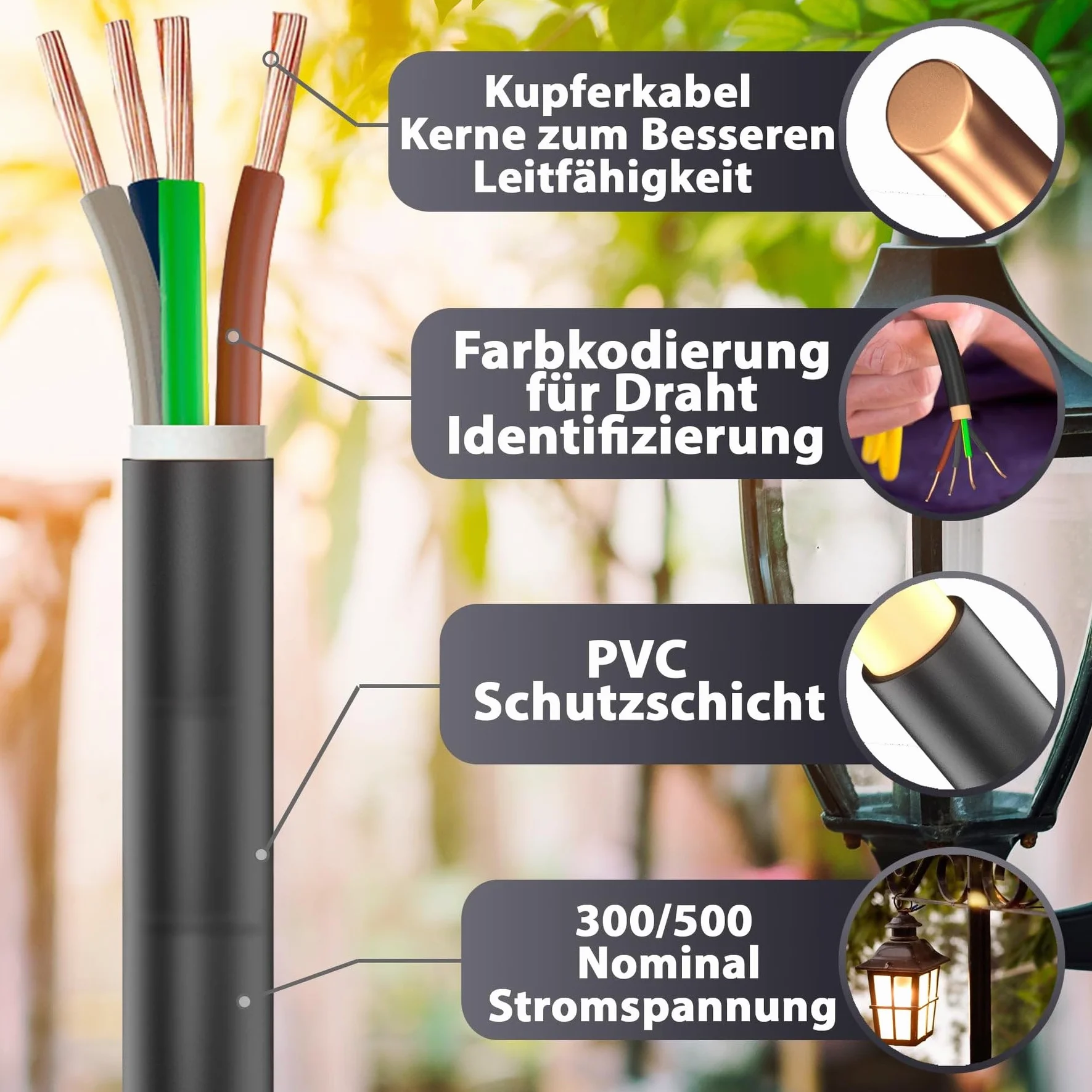 MAS Premium Przewód gumowy od 5 do 100 m, kabel zasilający na plac budowy H05RR-F 4G 0,75 mm², elastyczny przewód do urządzeń ręcznych i lekkich urządzeń (50 m)