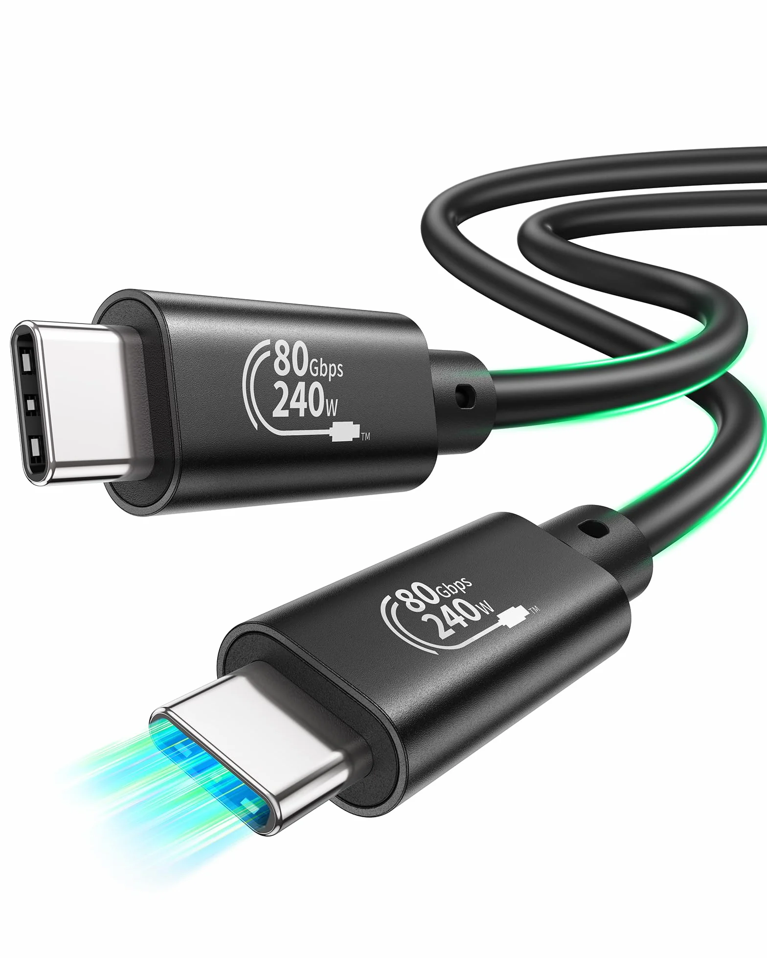 Fitee USB 80Gbps dla Kabel Thunderbolt 5 1M, do 120Gbps Jednokierunkowy, 4K@540Hz, Dual 8K/6K, PD3.1 240W, USB4 V2.0 kompatybilny z Thunderbolt 4/3, USB C, MacBook M4 Pro, PSSD, eGPU, Laptopem