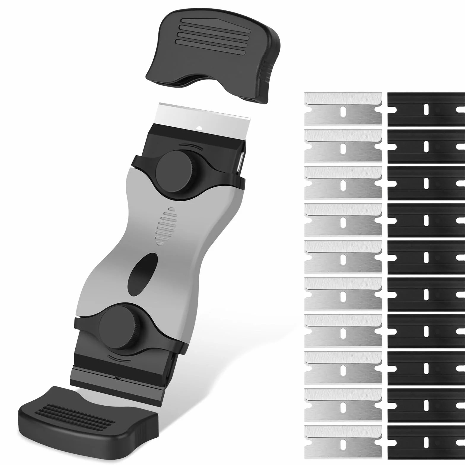 Flintronic skrobak, skrobak ceramiczny z ostrzami ze stali nierdzewnej, niezawodny skrobak kuchenny, skrobak do płyty grzejnej, skrobak do piekarnika, skrobak do szklano-ceramicznej płyty grzejnej