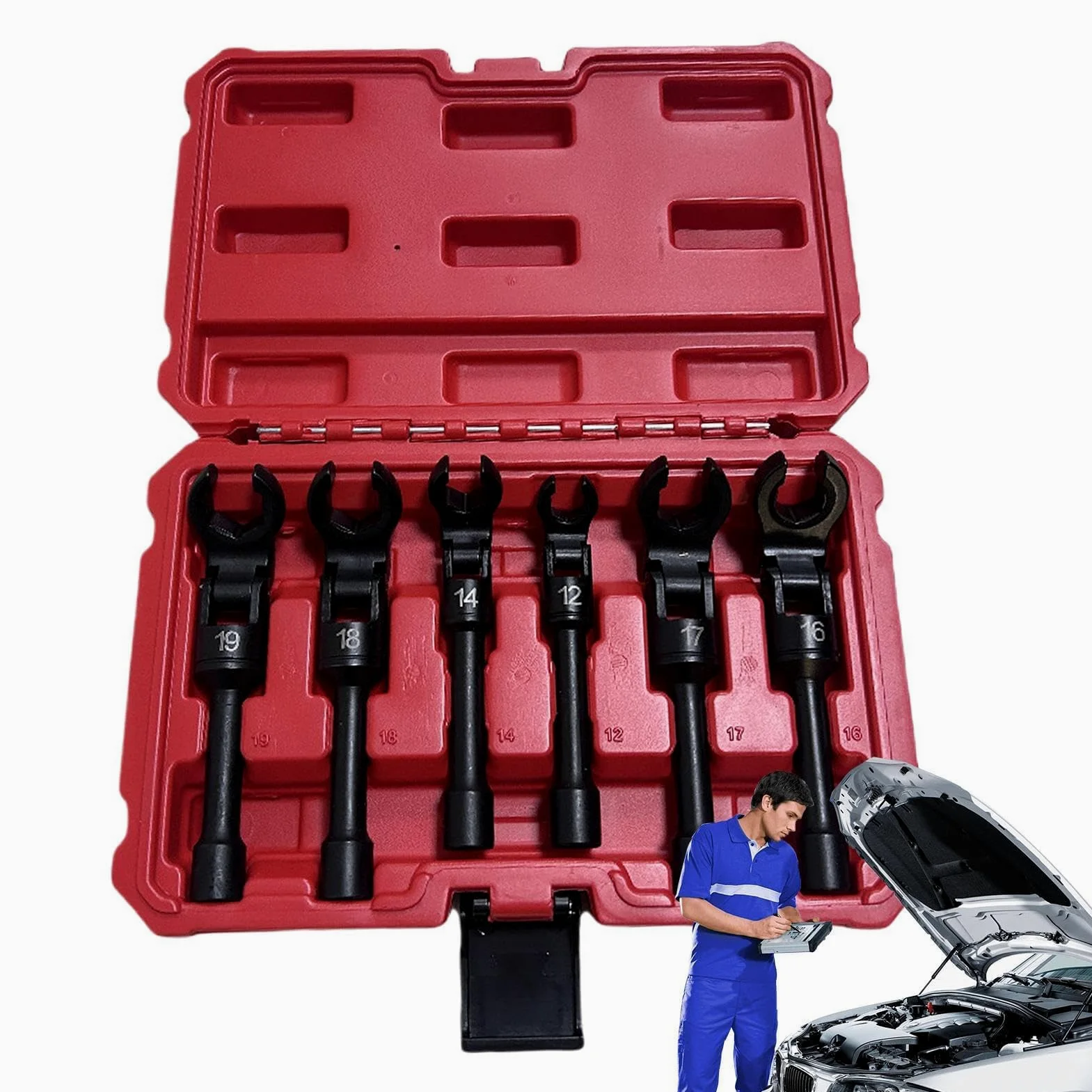 Klucze płasko-oczkowe, profesjonalny zestaw kluczy - zaawansowany regulowany klucz płasko-oczkowy, wielofunkcyjny płasko-oczkowych, ze stali chromowo-wanadowej