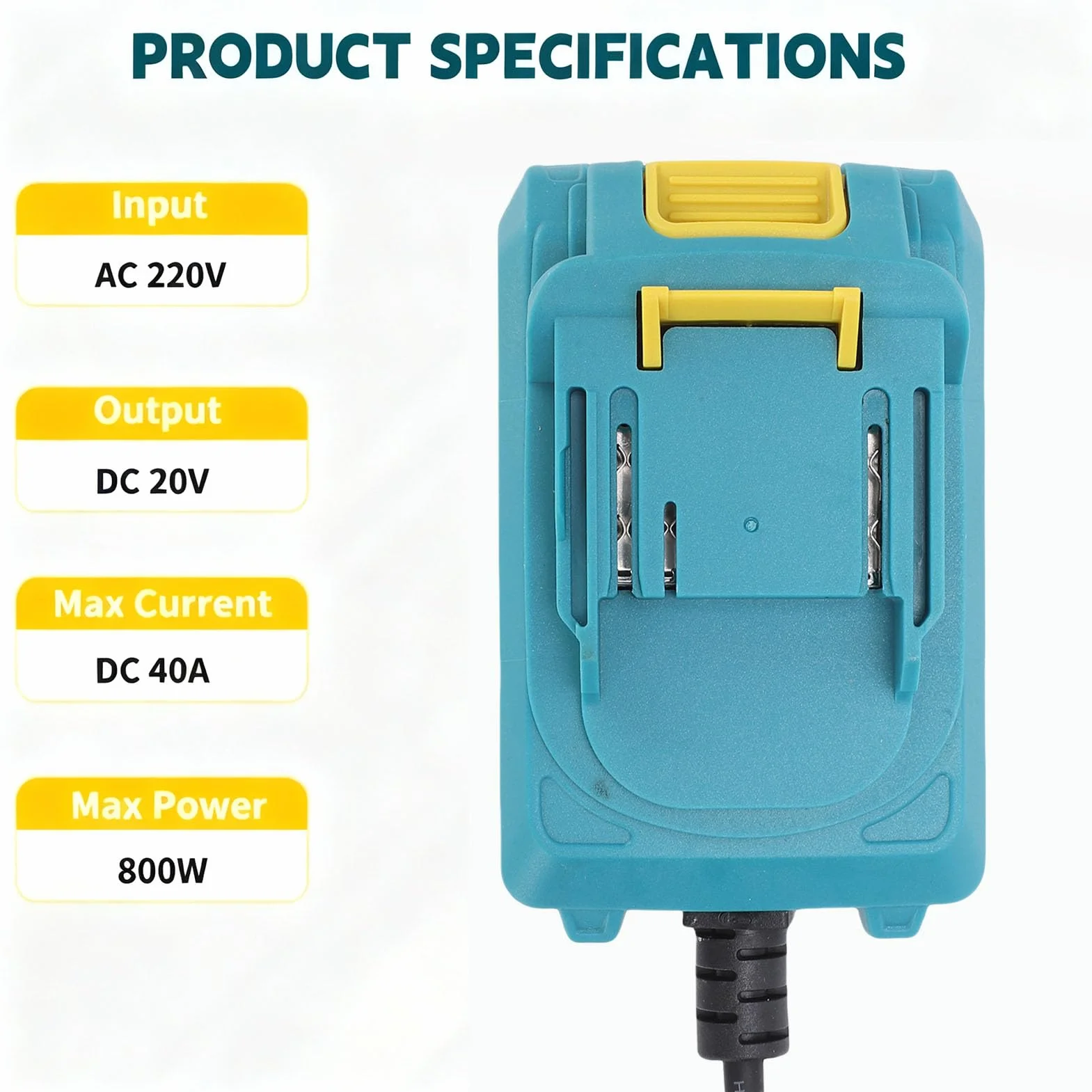 Eujgoov Adapter Konwertera Zasilania 220 V AC na DC 20 V do Akumulatora Litowo-jonowego Elektronarzędzie Bezprzewodowe Przetwornica AC DC do Bezprzewodowych Elektronarzędzi