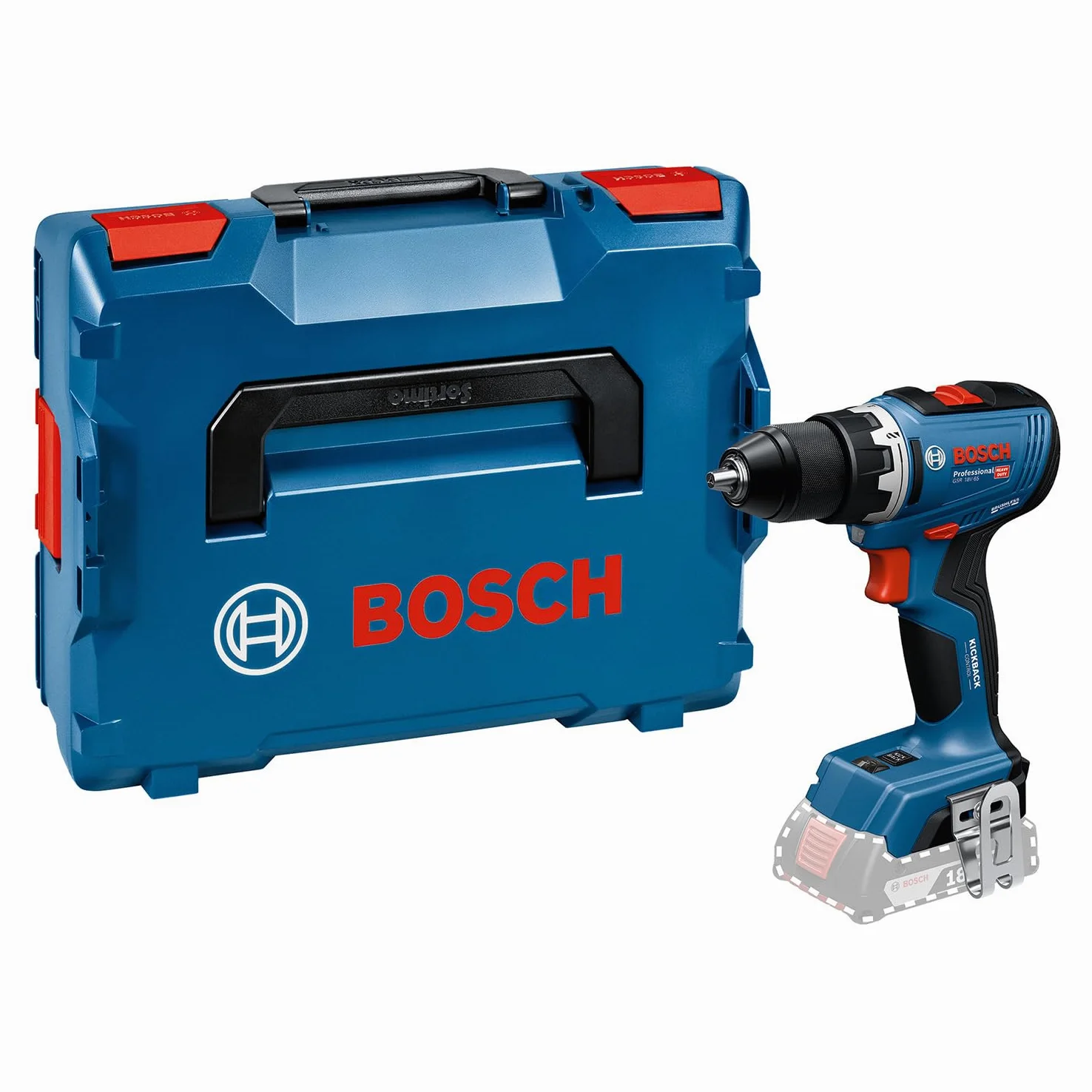 Bosch Professional 18 V firmy Bosch: wiertarko-wkrętarka akumulatorowa GSR 18V-65 (silnik bezszczotkowy, długość korpusu 166 mm, walizka L-BOXX)