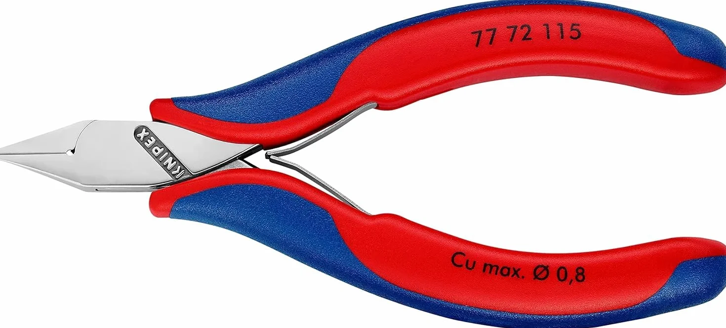 KNIPEX Szczypce tnące boczne dla elektroników ze złączem wsuwkowym z osłonkami wielokomponentowymi 115 mm, 77 72 115