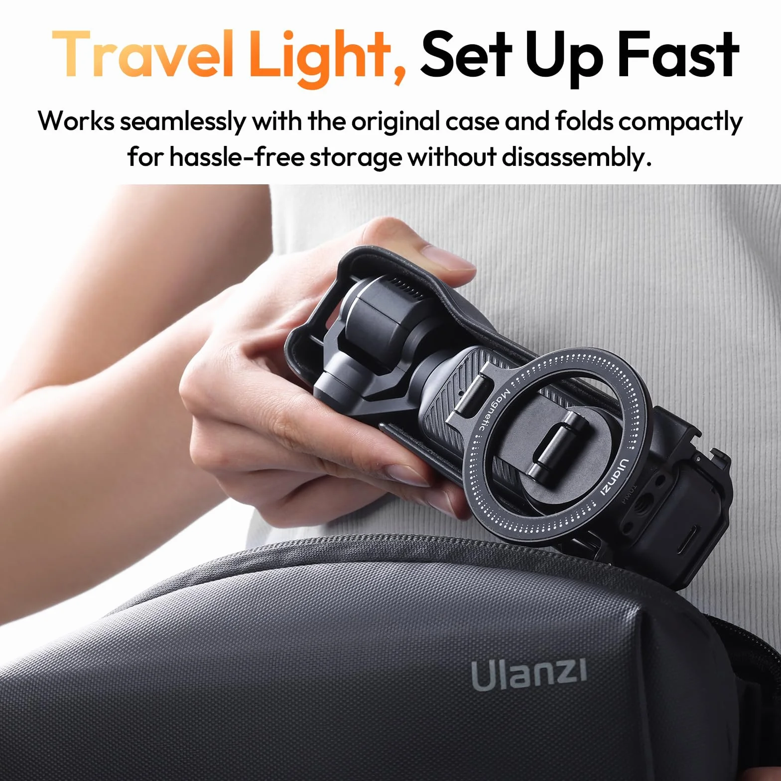 ULANZI PM01 Magnetyczny uchwyt przedłużający do DJI Osmo Pocket 3, stojak montażowy z zimną stopką, akcesoria