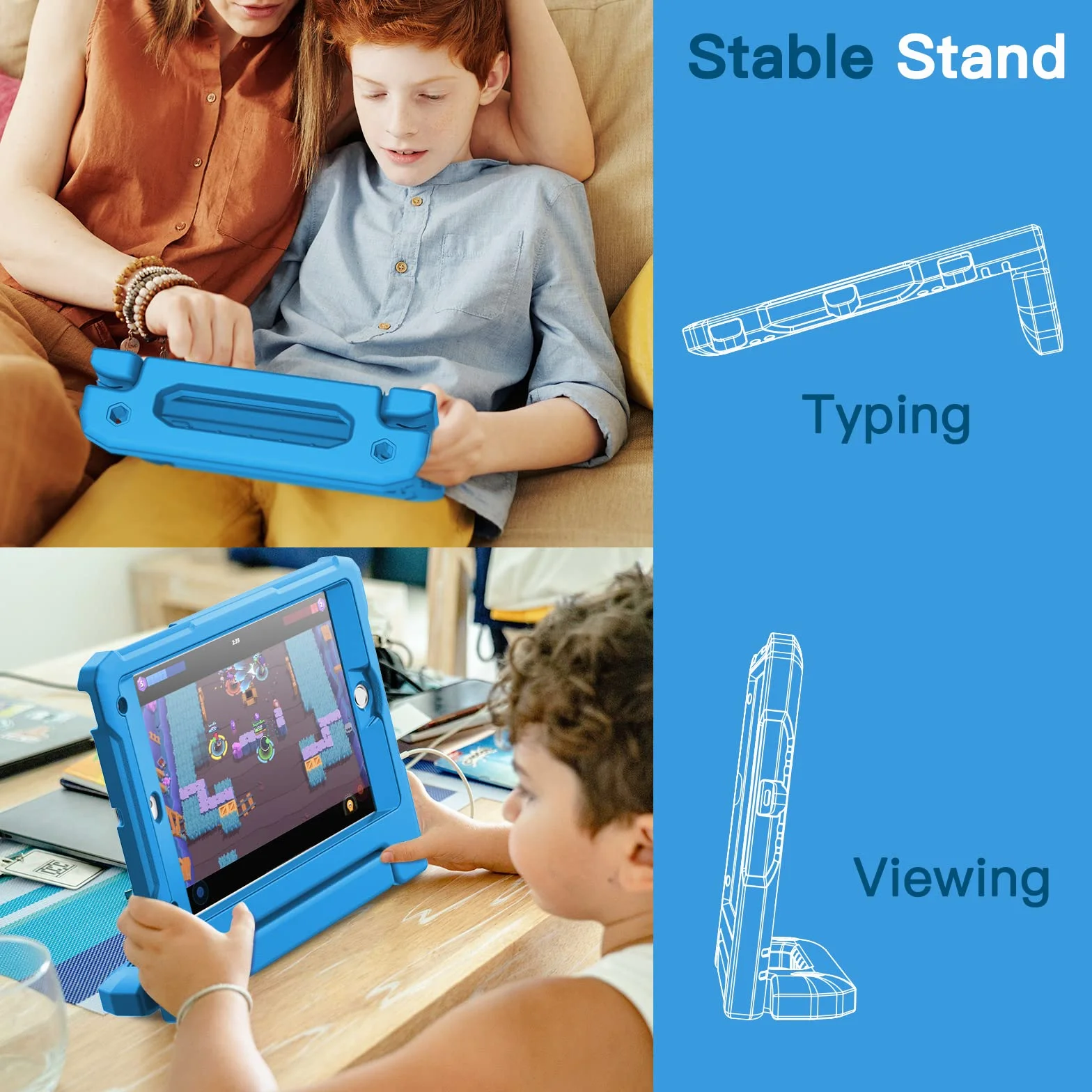 JETech Dzieci Etui dla iPad mini 5/4/3/2/1 (7,9 Cala, Model 2019/2015/2014/2013/2012) z Wbudowana Ochrona Ekranu, Odporny na Wstrząsy Całe Ciało Uchwyt Stojak Tablet Ochronny Case Kids (Niebieski)