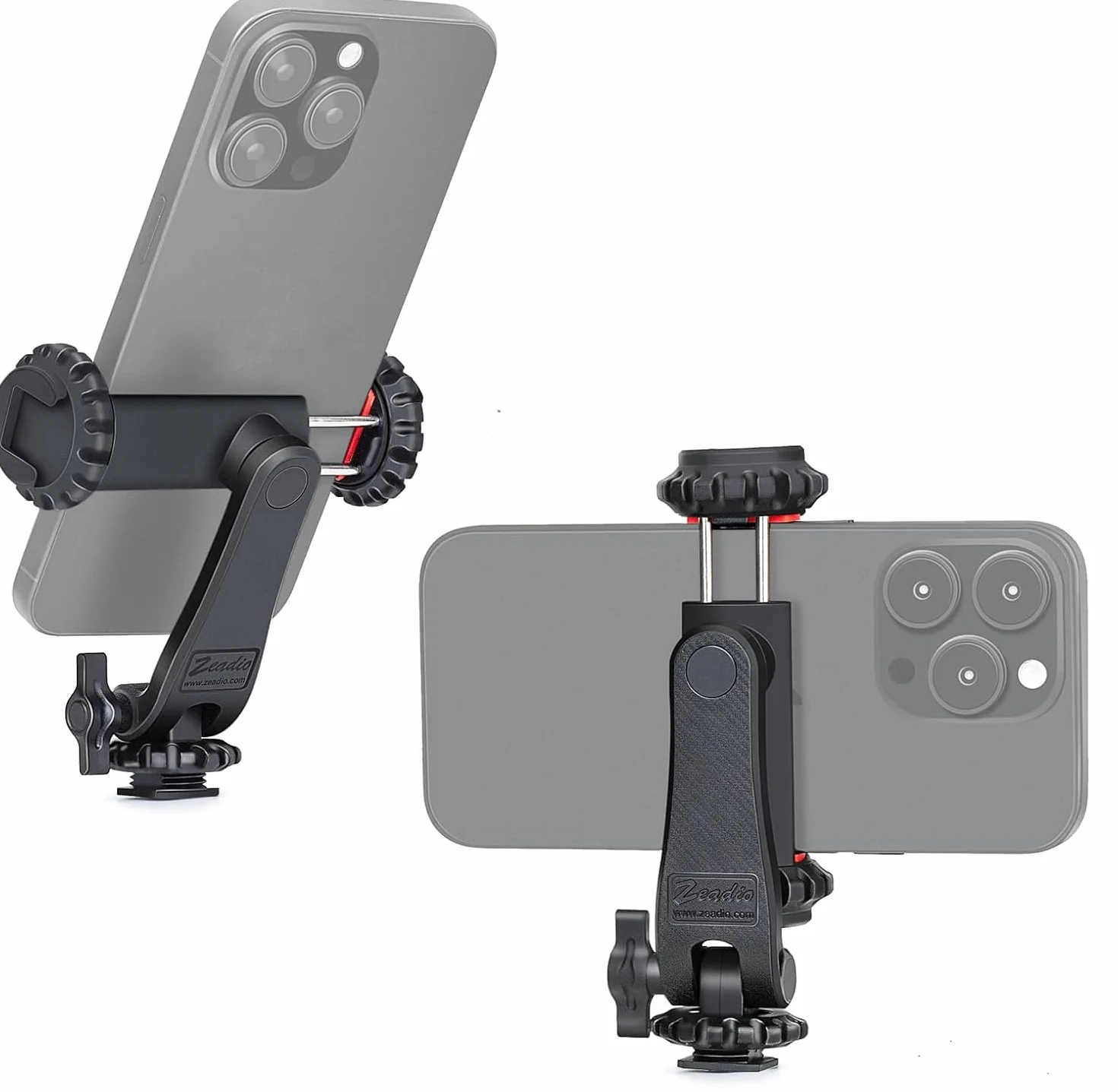 Zeadio Adapter do smartfona na statyw, uchwyt na statyw do telefonu, regulowany zacisk