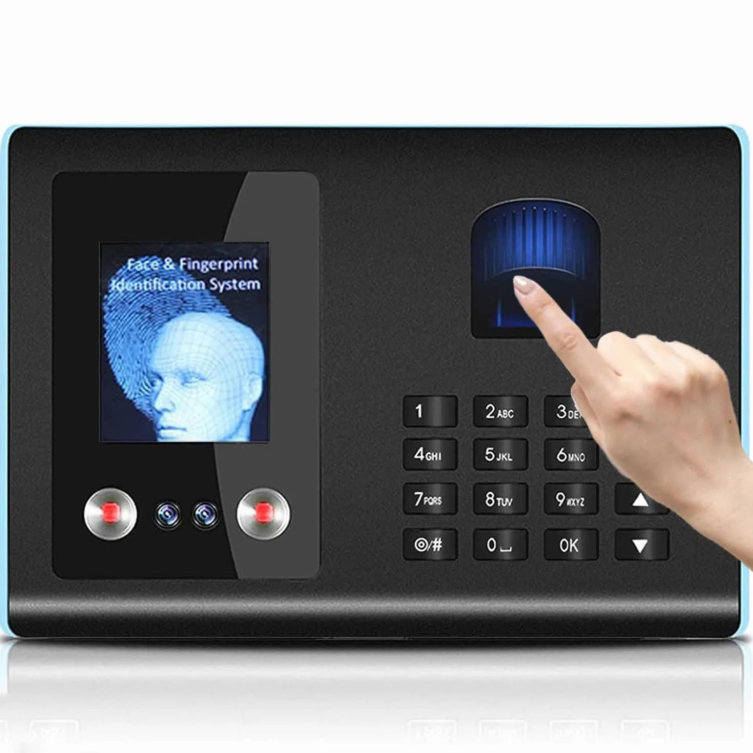 Urządzenie do obsługi twarzy i odcisków palców, biometryczny zegar czasu z 500 twarzami i 1500 odciskami palców, technologia identyfikacyjna 360°, dla małych firm