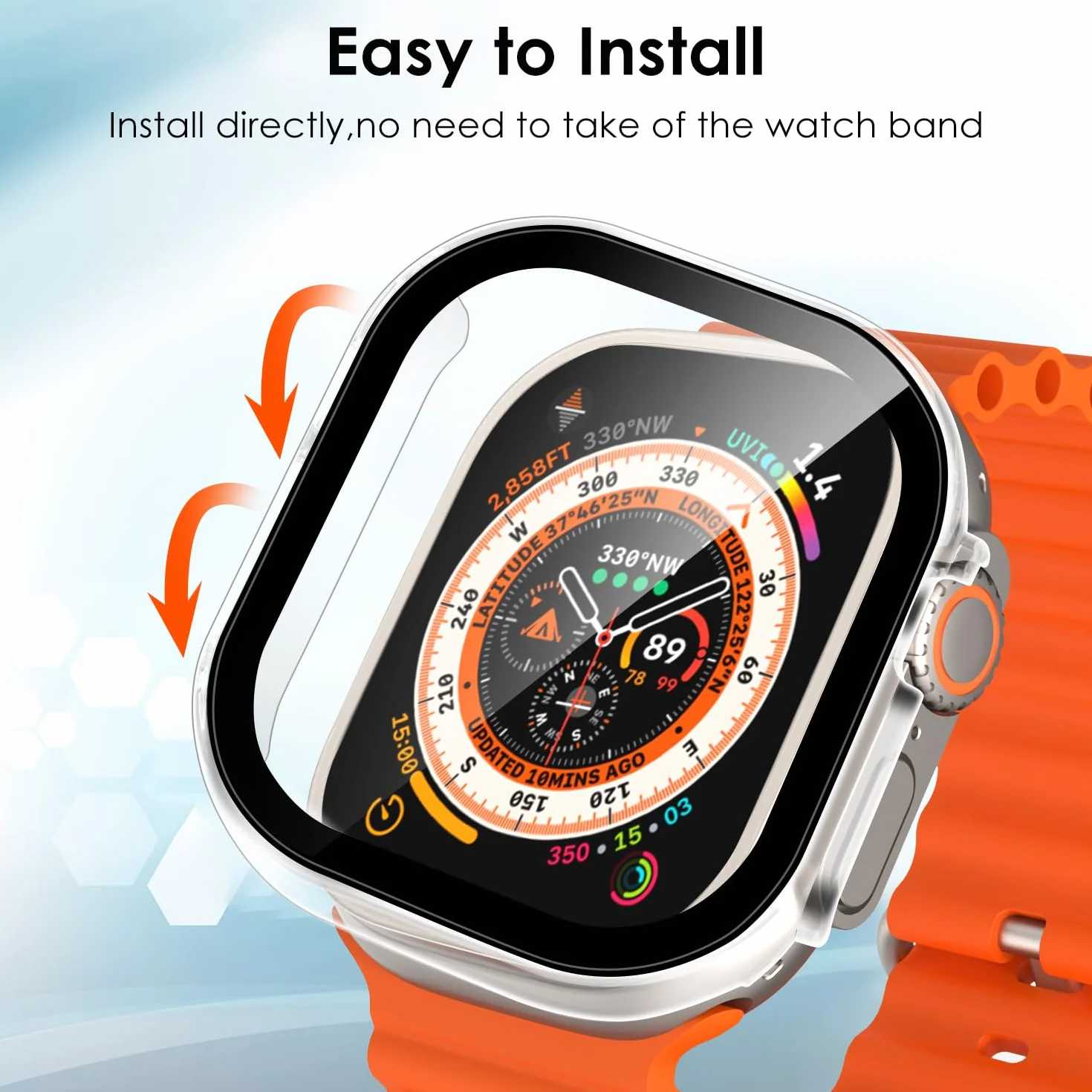 ivoler 3-pak twardych etui PC z osłoną ekranu ze szkła do Apple Watch Ultra 2 49 mm/Apple Watch 49 mm, pełne pokrycie etui ochronne, ultracienkie etui ochronne odporne, 2 przezroczyste + 1 czarne