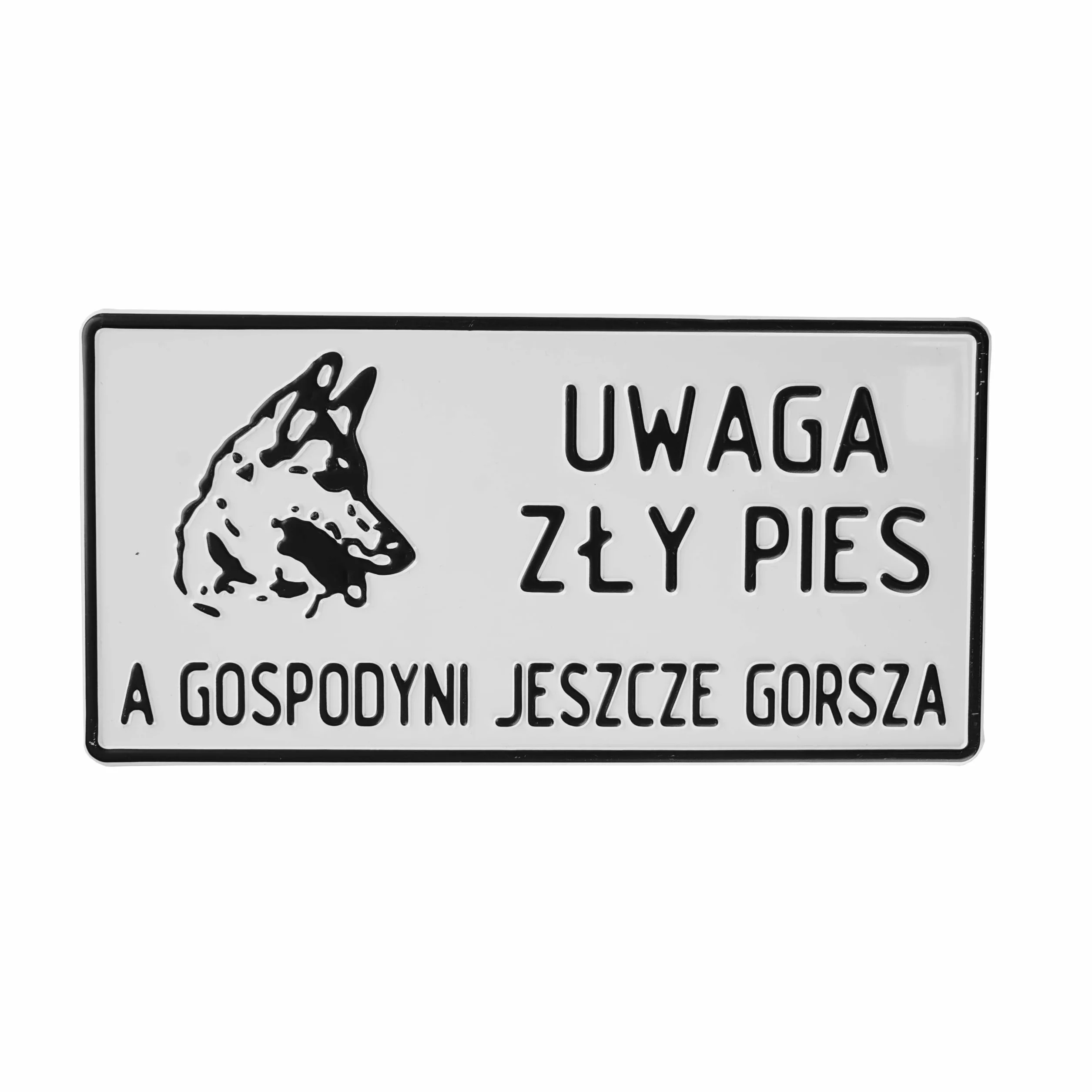 Tabliczka Aluminiowa UWAGA ZŁY PIES A GOSPODYNI JESZCZE GORSZA Tablica 14 X 29 Cm, Odporna Na Warunki Atmosferyczne, Tablica Informacyjna do Powieszenia Na Ogrodzeniu, Bramie