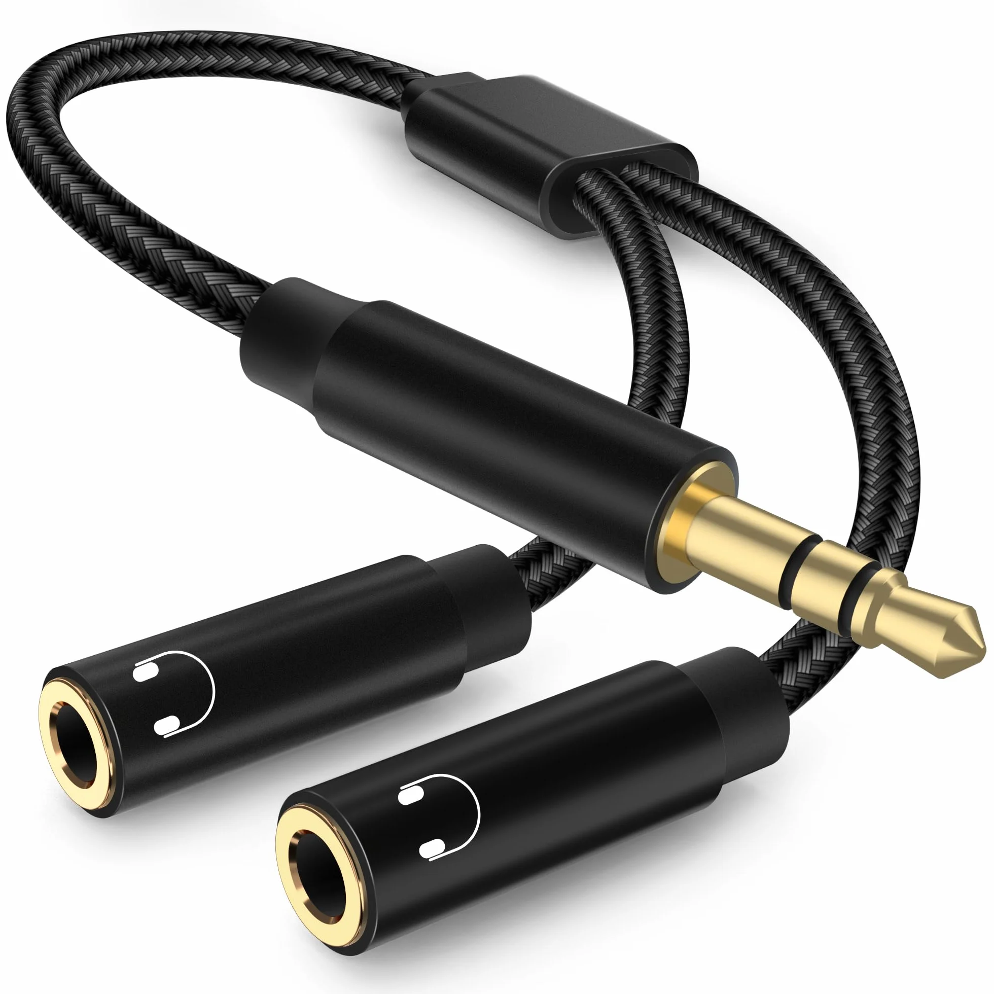 Rozdzielacz audio Aux kabel słuchawkowy 3,5 mm stereo jack adapter kompatybilny ze słuchawkami tabletami komputerami radiem