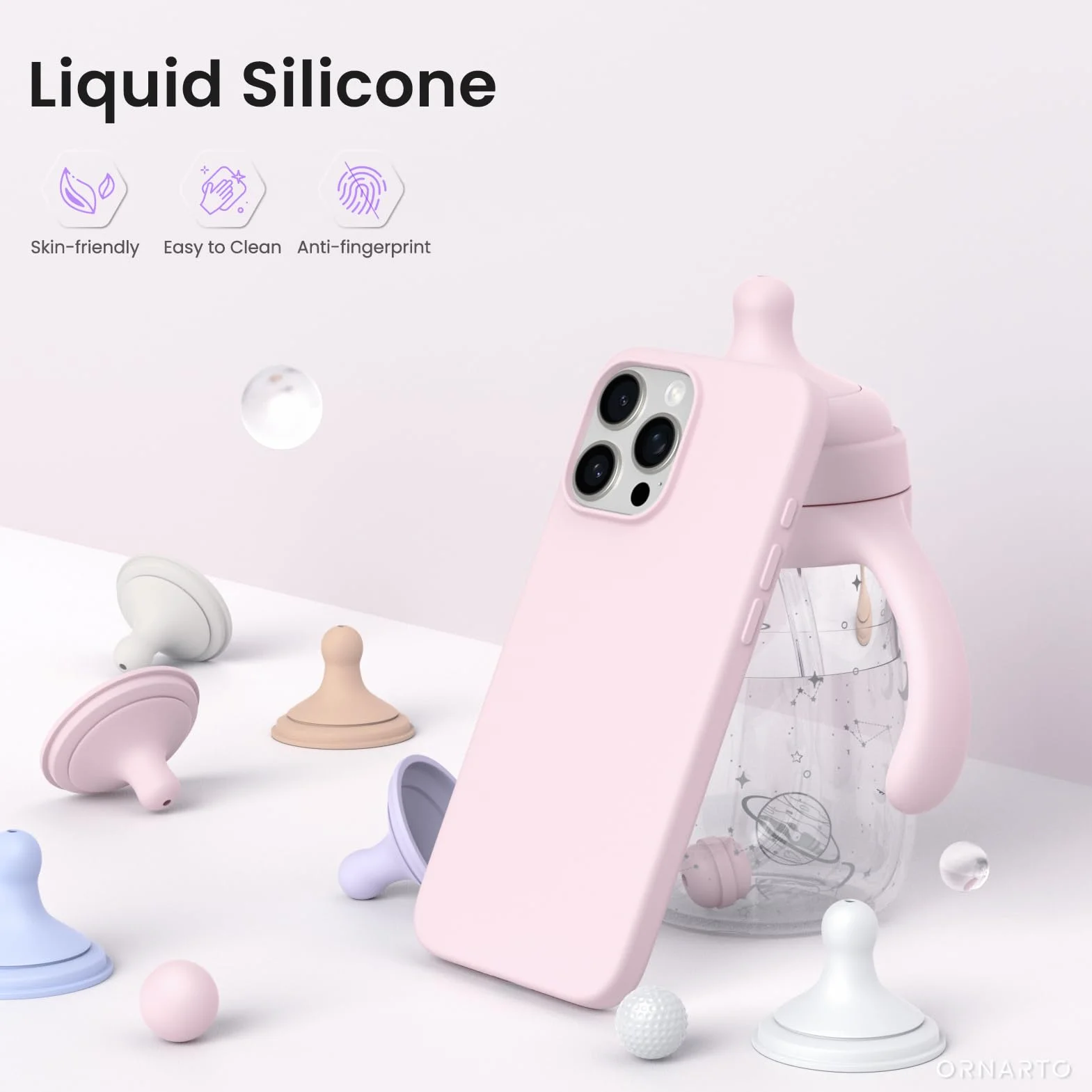 ORNARTO Silikonowe etui iPhone 16 Pro Max 6,9 cala odporne na zarysowania