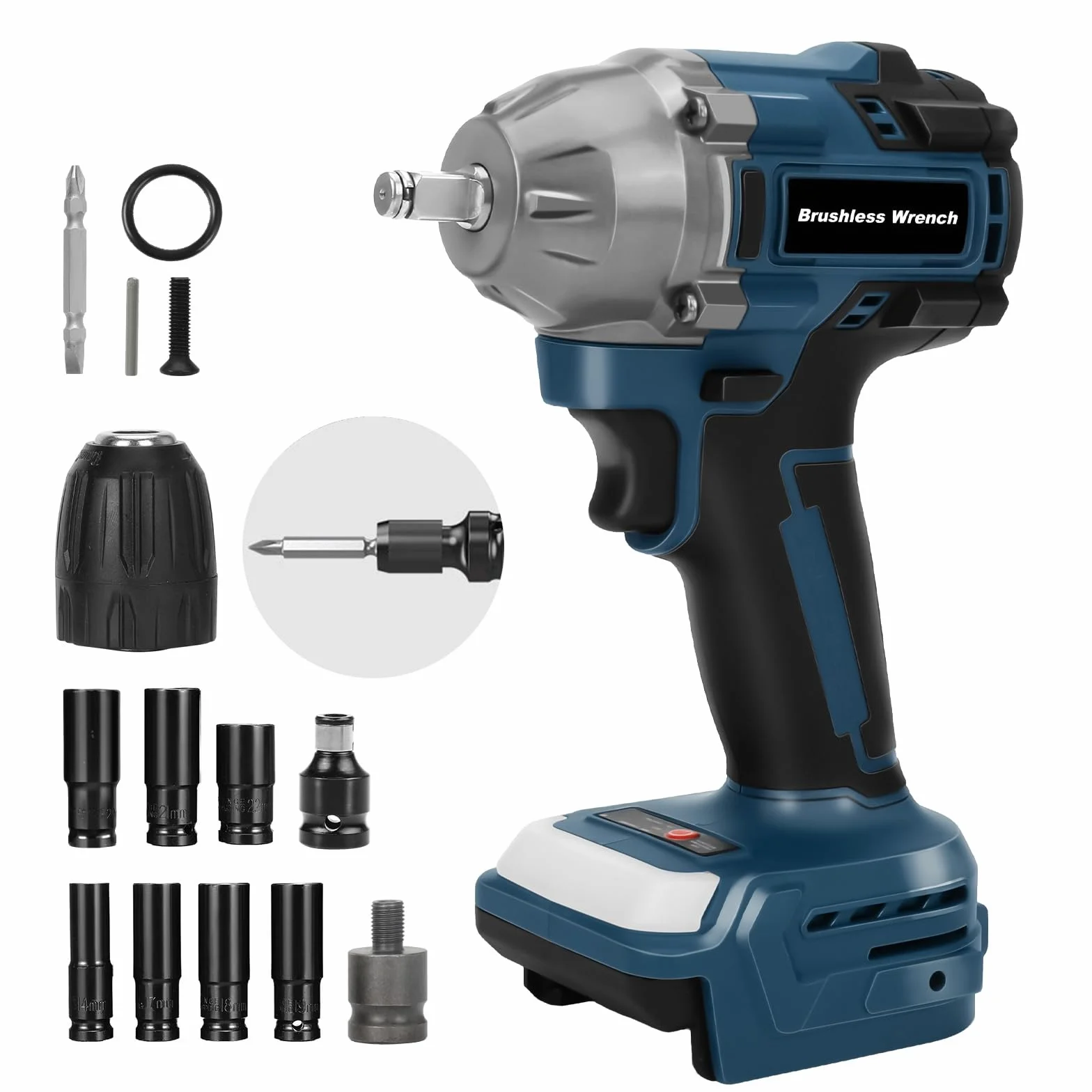 panthem akumulatorowa wkrętarka udarowa kompatybilna z bosch GBA 18V, 550 Nm wkrętarka udarowa 1/2 cala, bezszczotkowy klucz z adapterem nasadek (bez akumulatora)