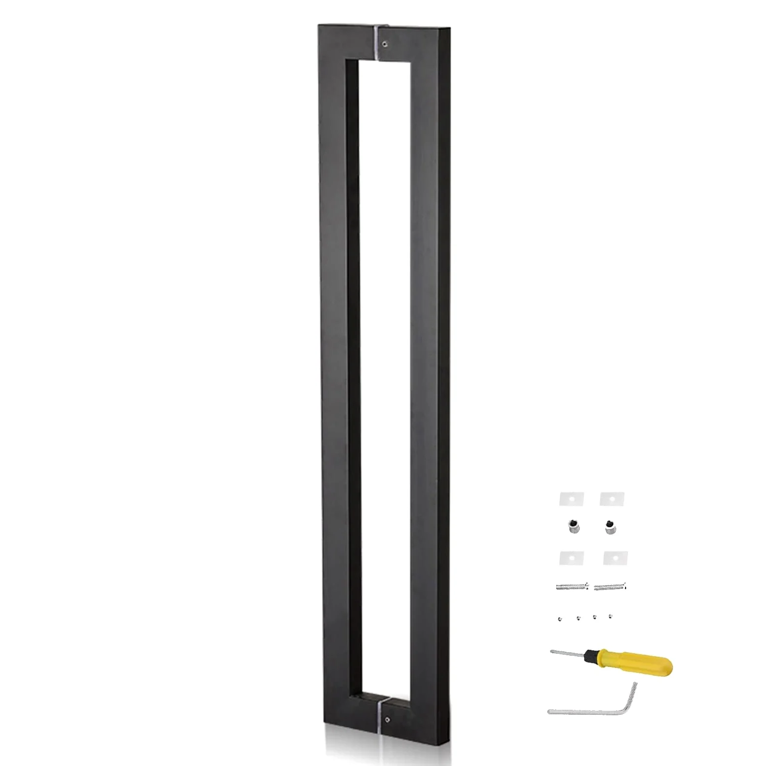 Klamka do drzwi Pull Push Shower Kuchnia Drzwi Ciągnie Klamka Drzwi Wejście Klamka z Montażem Montażowym, Wewnętrzne Zewnętrzne Drzwi Push Pull Uchwyt do Bramy Szopy Ogrodowej (Kolor: Matowy Czarny,