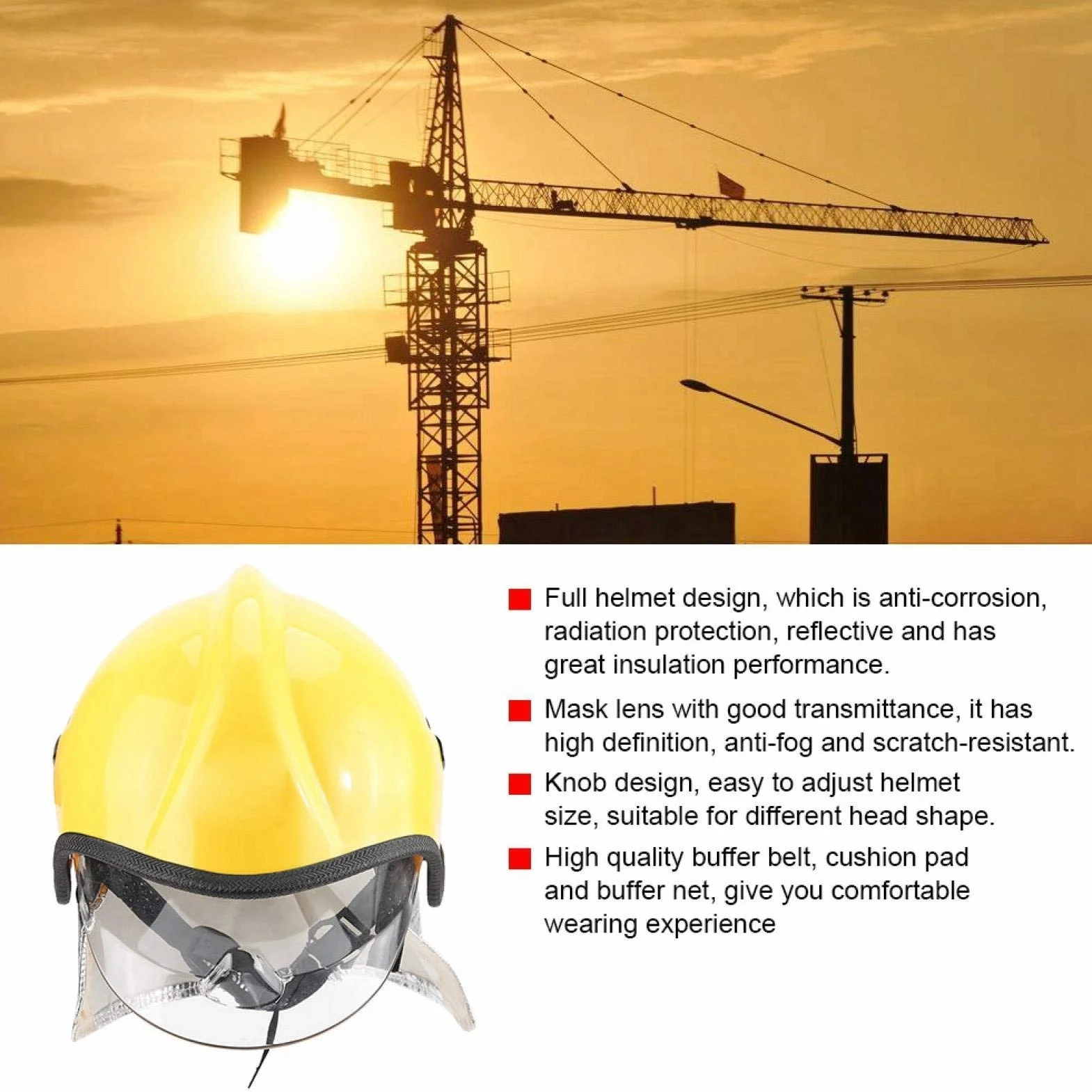 Kask ratowniczy, kask ochronny, hełm odporny na wysokie temperatury, z odpornością na wstrząsy elektryczne i ognioodpornością