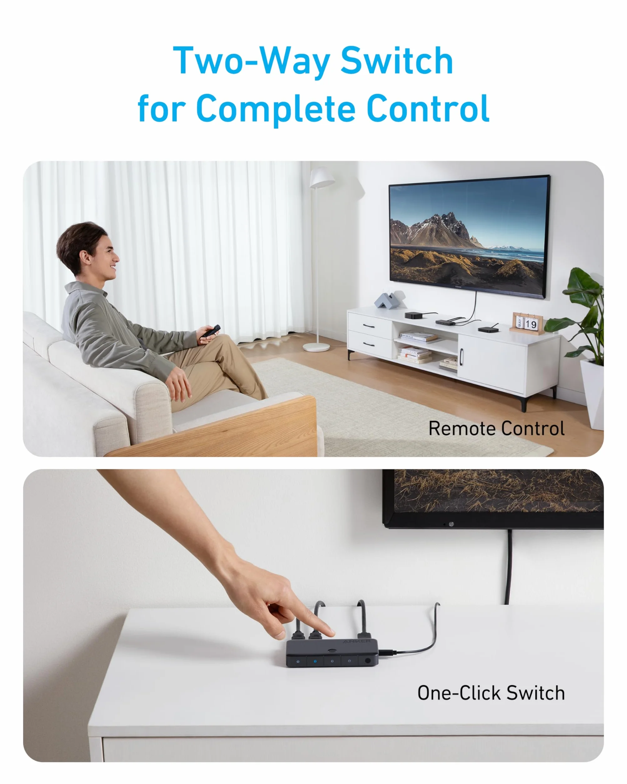 Anker HDMI Switch Bi-Directional 4K@60Hz 4-in-1 Metal Splitter with LED Indicators