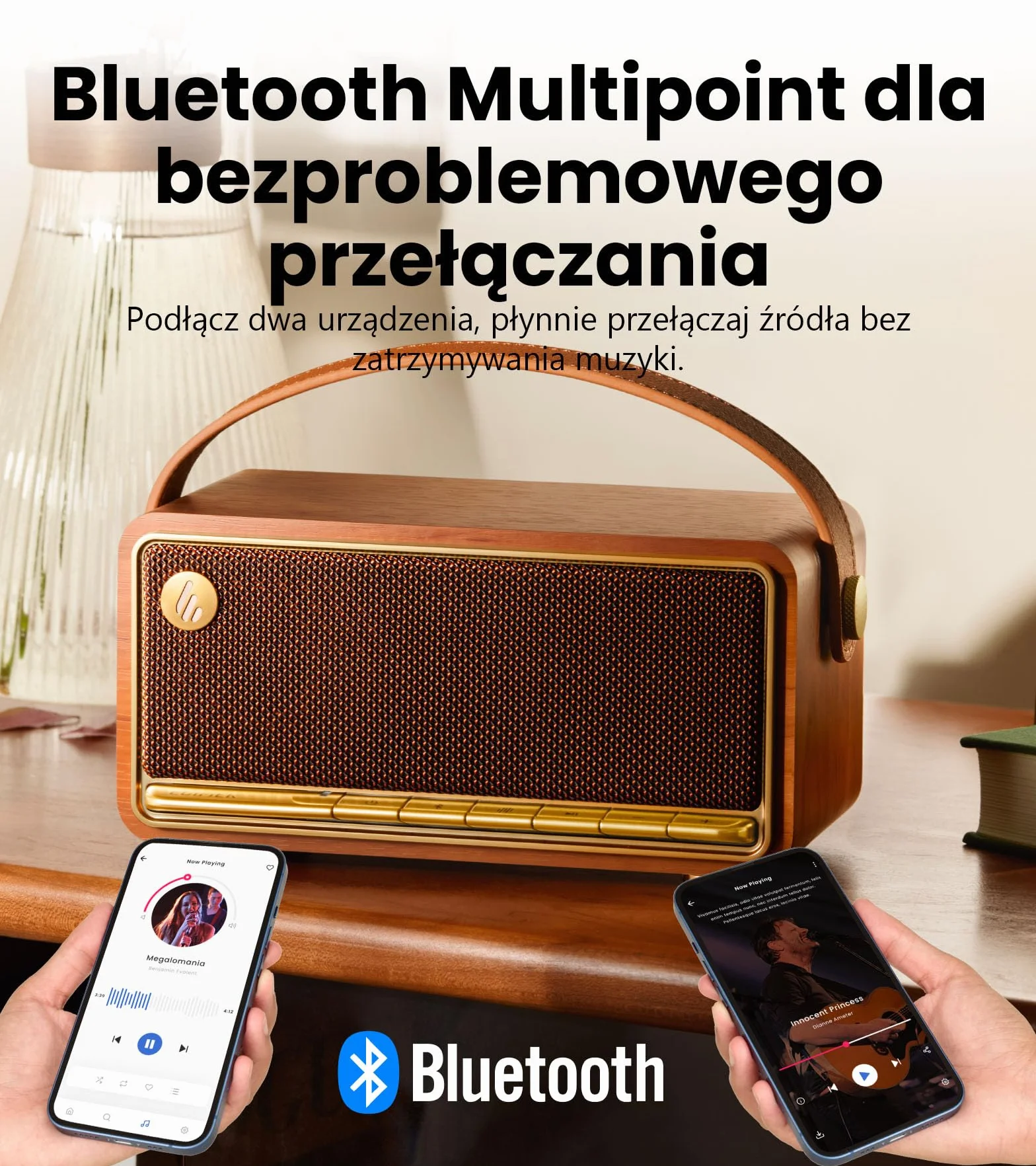 Edifier MP330 Przenośny głośnik Bluetooth 40 W RMS Hi-Res Stereo 360° 19 h Brązowy
