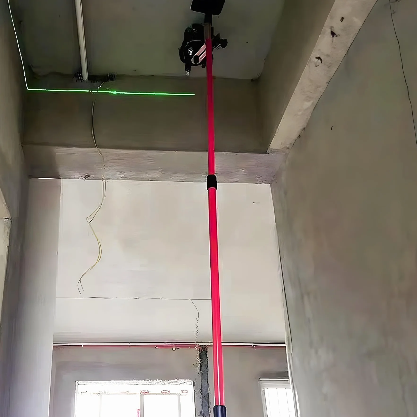 Retoo Drążek teleskopowy 300 cm, do lasera, bez wiercenia, regulowany drążek, uchwyt przedłużający 1/4" do gwintu laserowego, obrotowa platforma 360°, z antypoślizgowym podnóżkiem i stabilną ekspansją