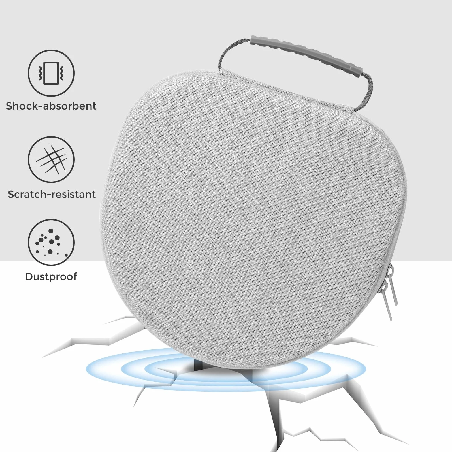 ProCase Twarde etui na nowe AirPods Max, podróżne etui na słuchawki z silikonową osłoną na słuchawki i kieszenią siatkową, ochronna przenośna torba do przechowywania AirPods Max - szara
