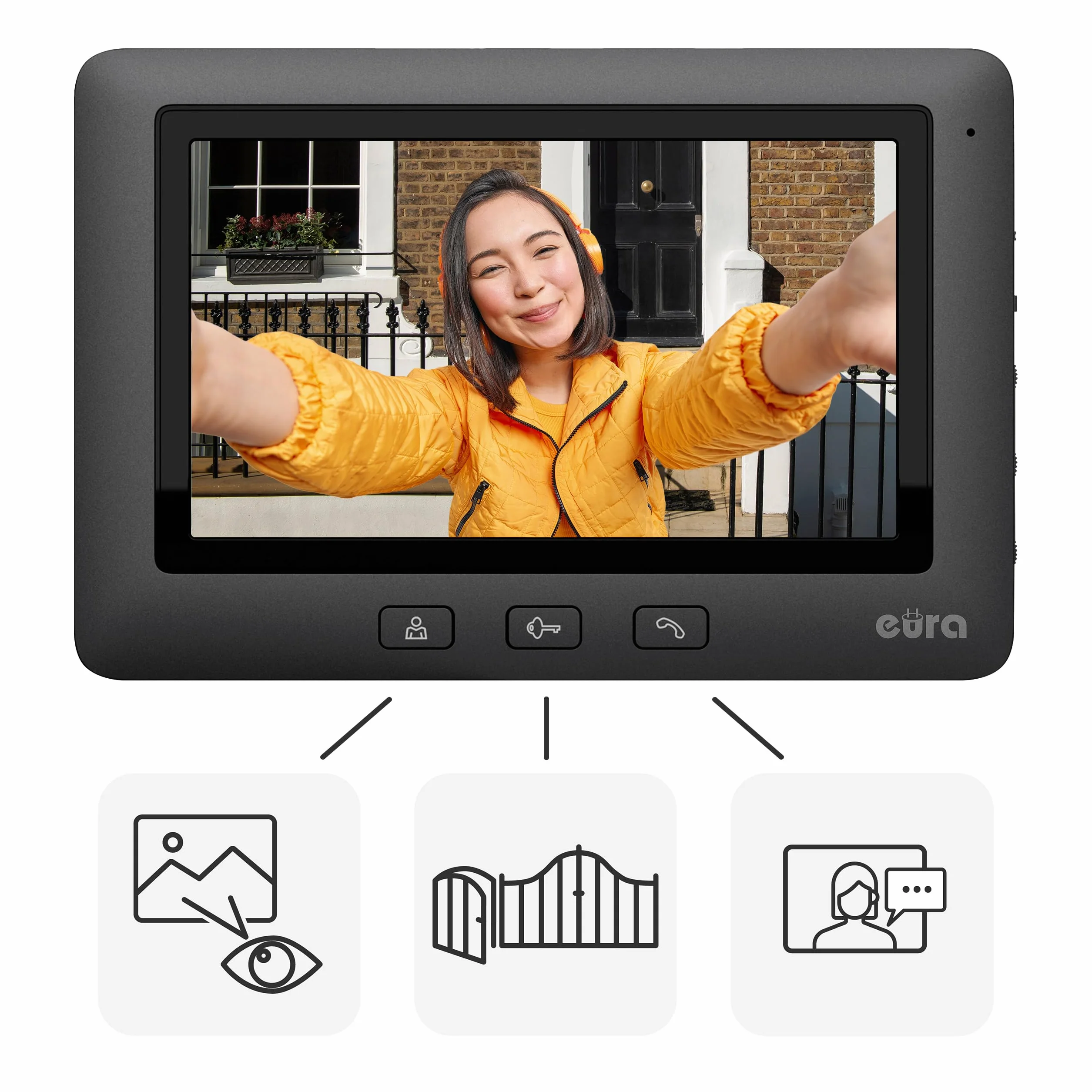 EURA VDP-45A3-TY Alpha+ TUYA WiFi wideodomofon, 4-przewodowy, kolorowy monitor 7", czarny