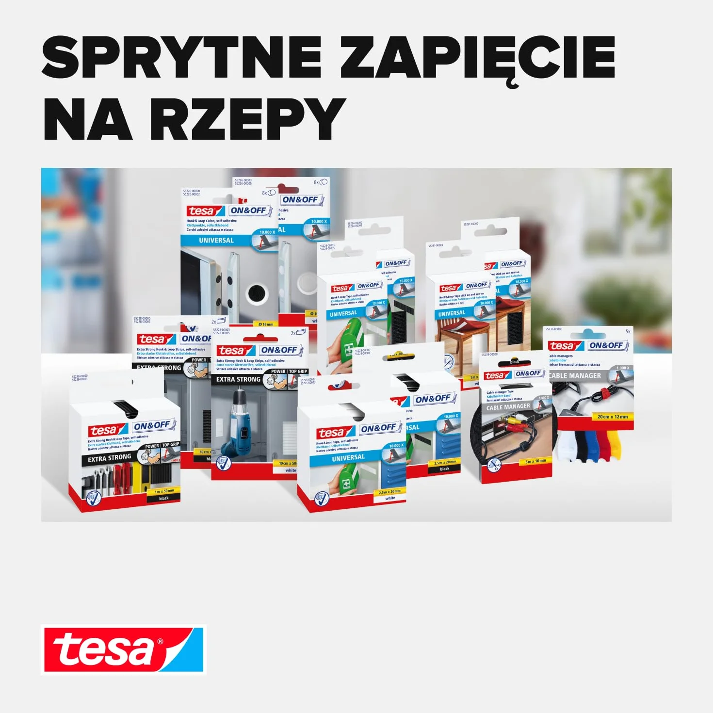 Tesa 55225-00002-01 Uniwersalna Taśma Pętelkowa Biała 2,5m
