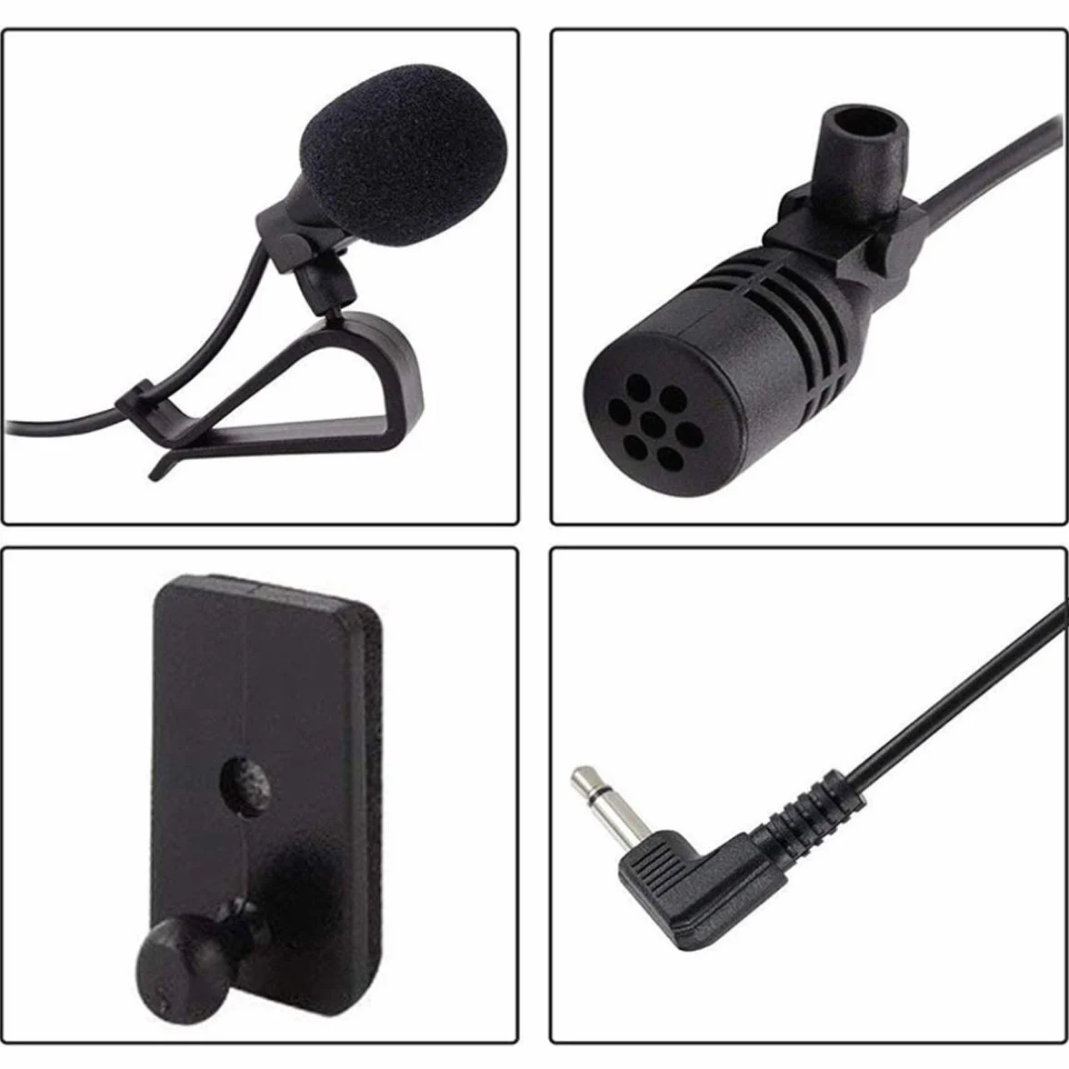 Zewnętrzny mikrofon do radia samochodowego 3,5 mm, kompatybilny z Alpine JVC Kenwood Sony Jensen Boss Car Stereo Bluetooth CD odtwarzacz DVD Radio nawigacja BT GPS, Plug and Play