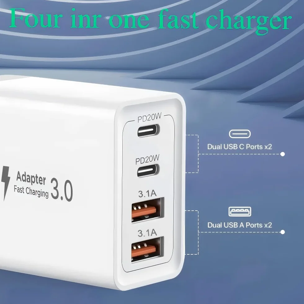 Szybka Ładowarka 40W PD USB C USB A Uniwersalny Zasilacz do iPhone Samsung Huawei Xiaomi