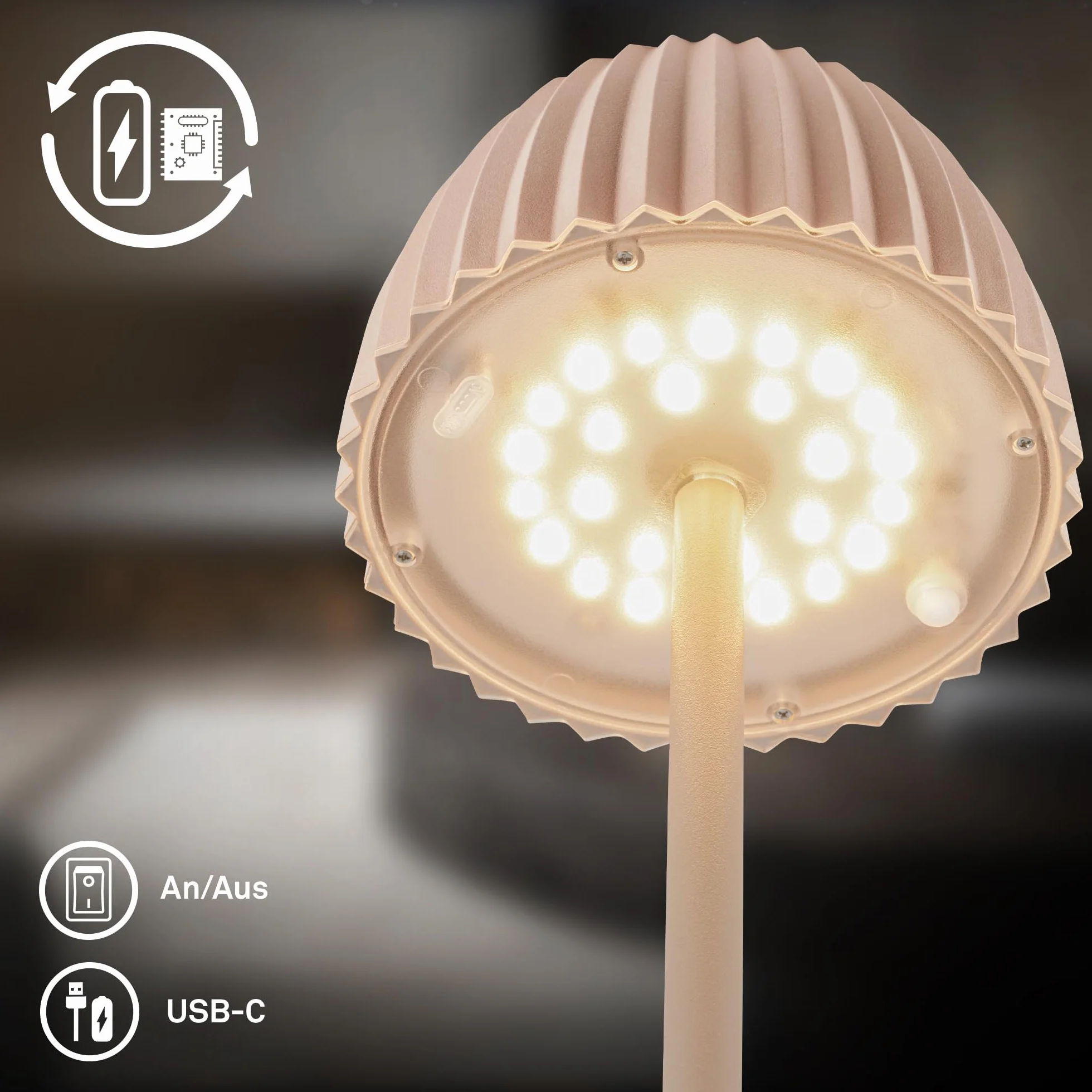BRILONER - Riffle lampa stojąca LED, bezprzewodowa, IP44, dotykowa, możliwość ściemniania, funkcja pamięci, wymienna bateria, lampa stojąca na baterie, lampa do czytania, lampa do salonu, niemiecki
