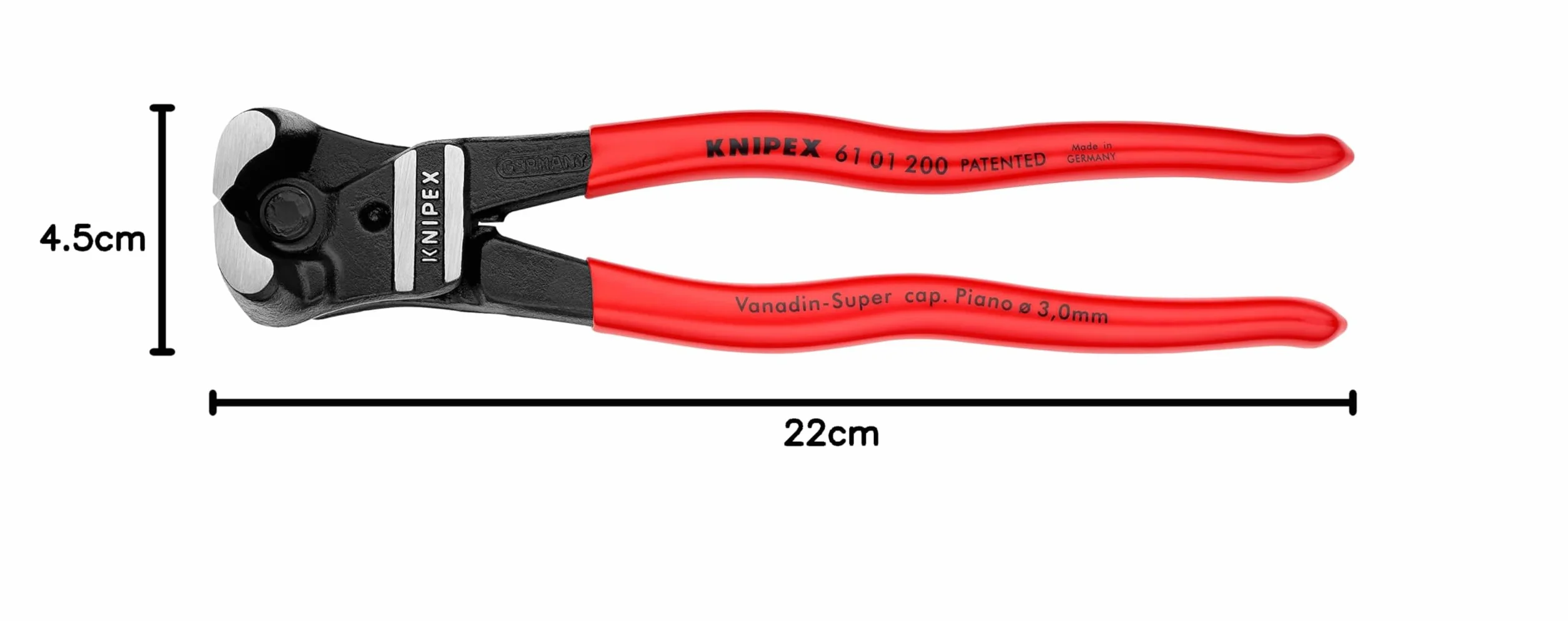 KNIPEX Szczypce tnące czołowe z wysokim przełożeniem dźwigni z tworzywa sztucznego, powlekane 200 mm, 61 01 200