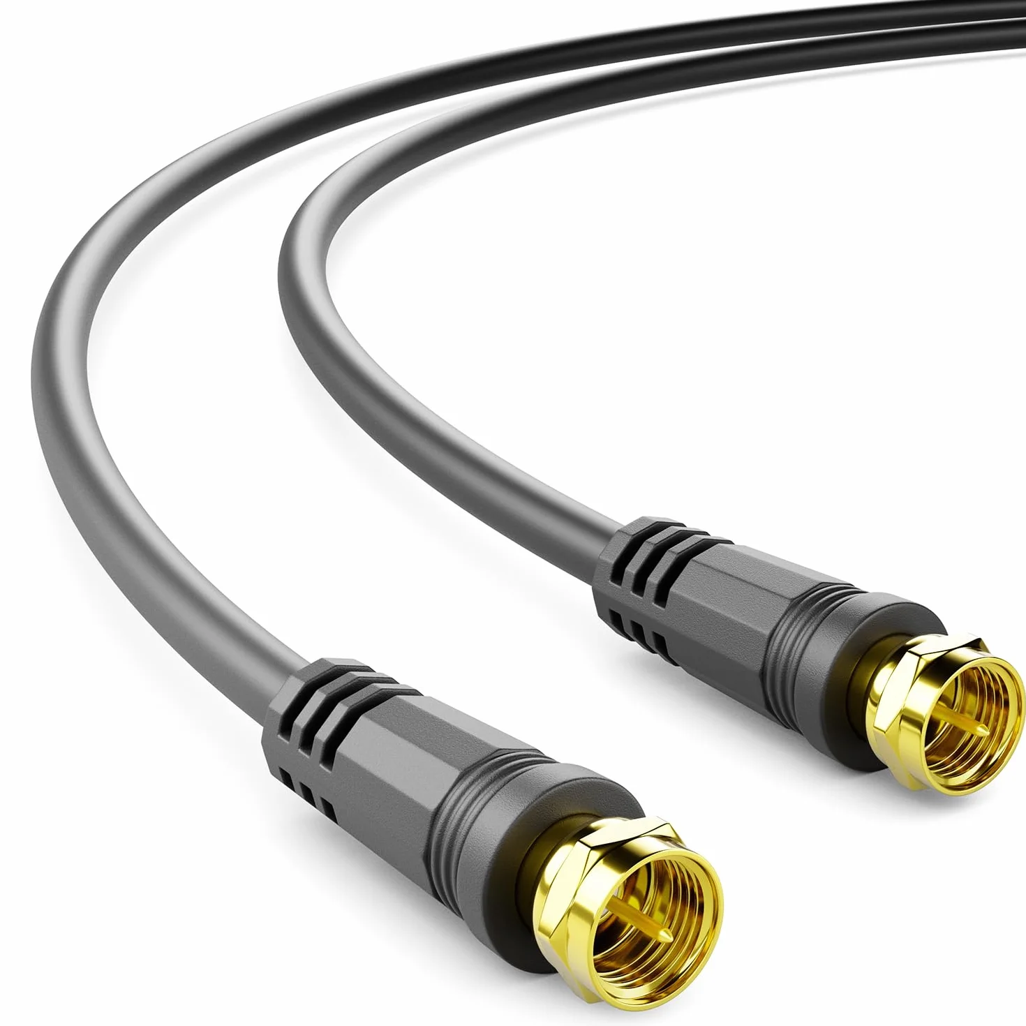 deleyCON 1,5m SAT TV Kabel Antenowy Koncentryczny HDTV 4-Krotne Ekranowanie DVB-S DVB-S2 Radio DAB Pozłacane Metalowe Wtyki Czarny