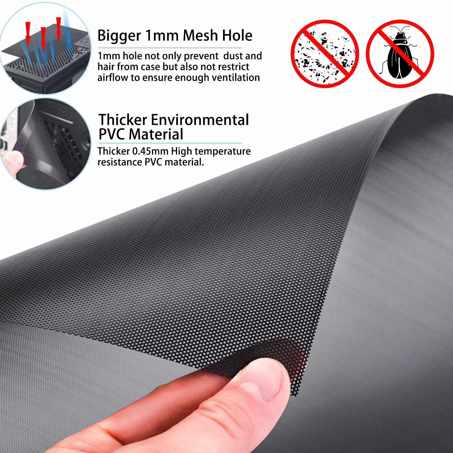 Filtr przeciwpyłowy PC Case 400x300 mm 2-pak siatka magnetyczna Czarny