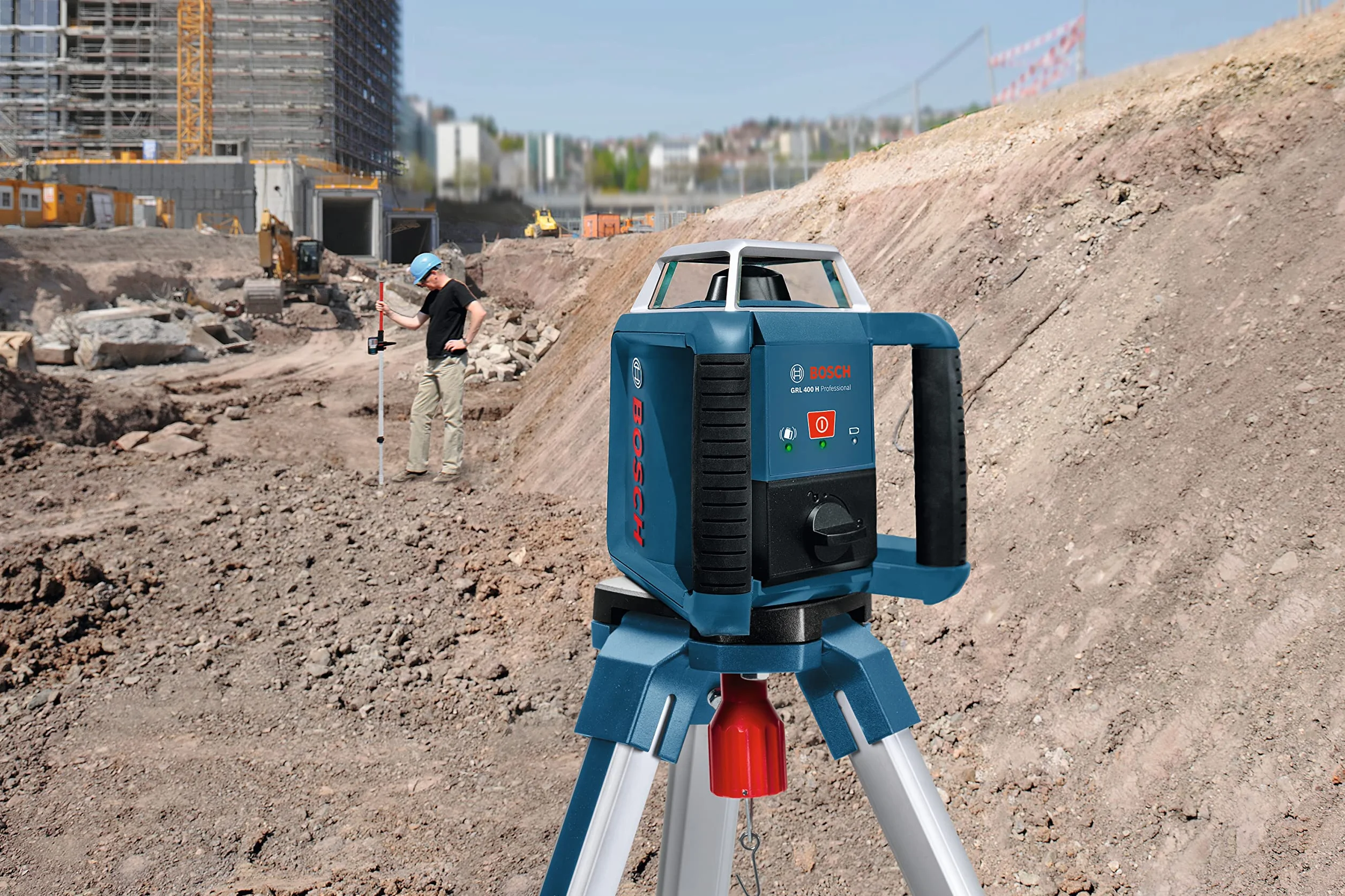 Bosch Professional Laser obrotowy GRL 400 H (jeden przycisk obsługowy, zasięg pracy: do 400 m (średnica), walizka)