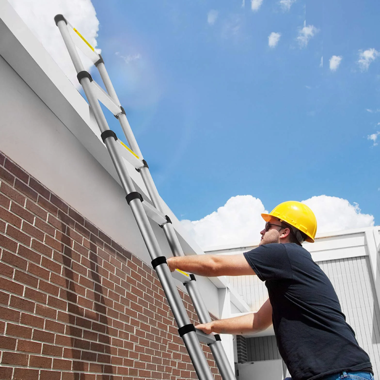 FIVMEN Drabina teleskopowa 3,2 m, wysuwana, aluminiowa, z 11 szczeblami, drabina aluminiowa, wysuwana, do strychów, magazynu, nośność 150 kg, srebrna