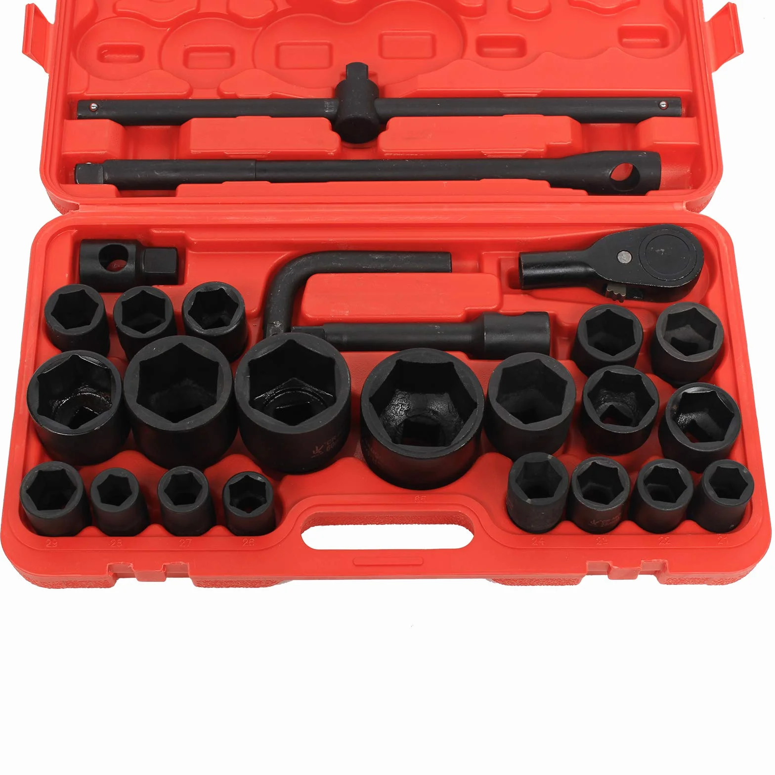 26-częściowy zestaw kluczy nasadowych Impact Socket 3/4" i 1", 21-65 mm, zestaw kluczy nasadowych z adapterem