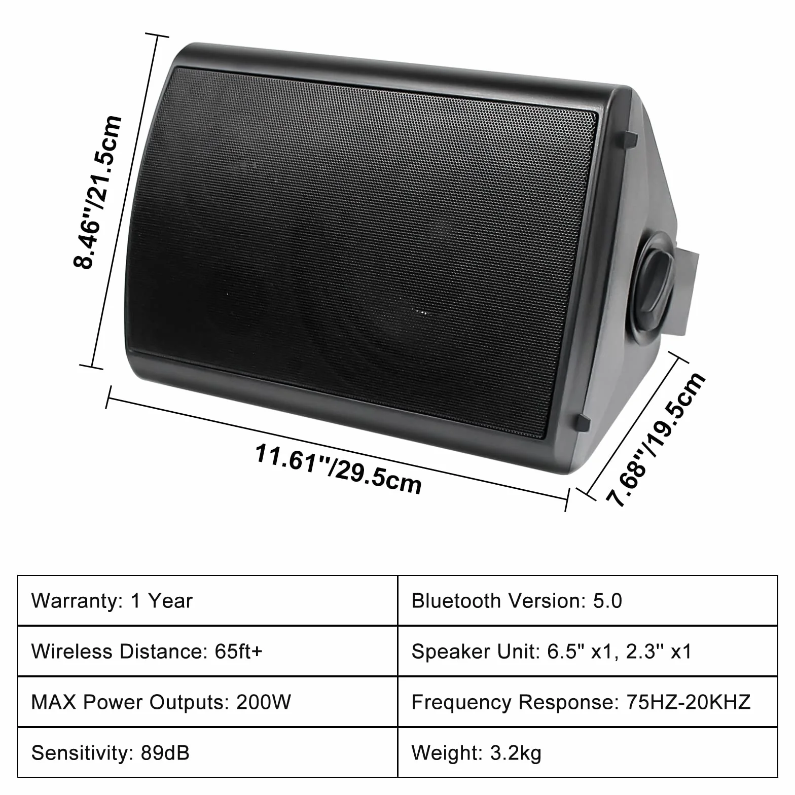 Herdio Głośniki zewnętrzne Bluetooth 6,5 cala - głośnik 800 W - głośnik zewnętrzny ze źródłem wzmacniacza stereo idealny na taras Veranda Garden (4 czarne)