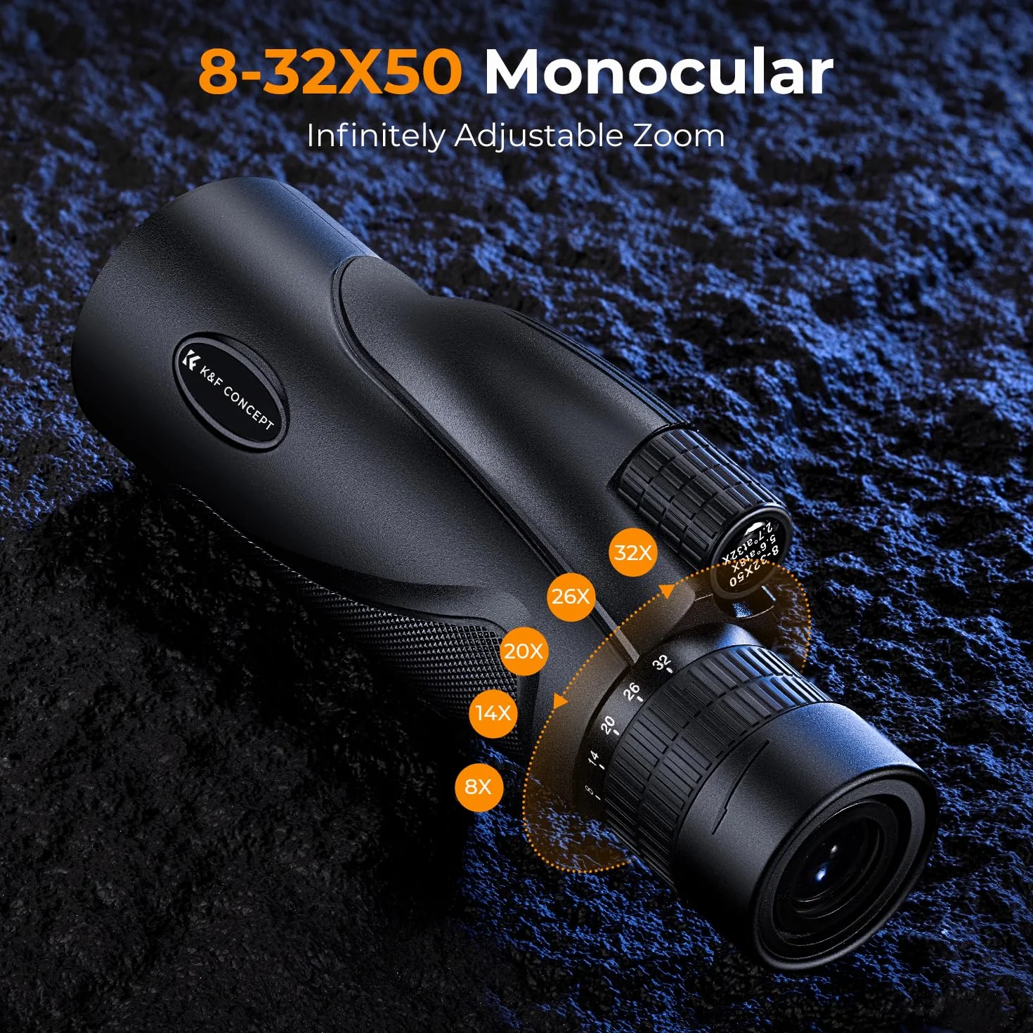 K&F Concept Teleskop monokularowy 8-32x50 HD, zoom ciągły z klipsem na telefon