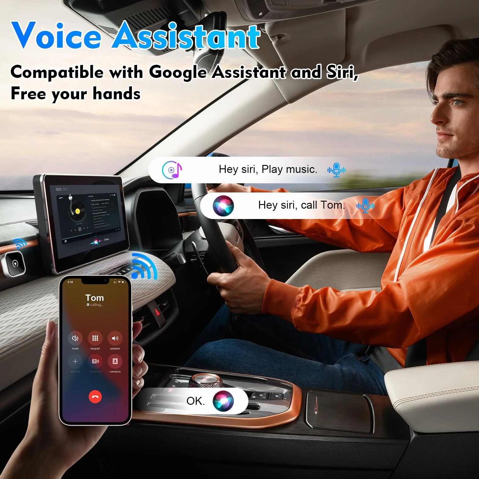 Bezprzewodowy Adapter Carplay 2 w 1, konwertuje przewodowy na bezprzewodowy, mini