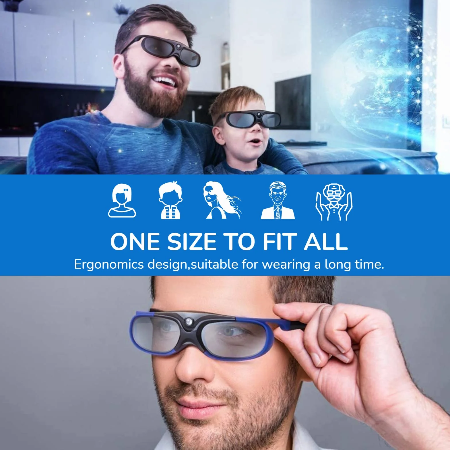 Okulary 3D DLP Link, Okulary z Aktywną Migawką 144 Hz do Wszystkich Projektorów 3D DLP Link, dla XGIMI ZX4 H1, dla JMGO G1 G3 X1, dla, dla Acer, dla Optoma, dla Hitachi Itp. (2