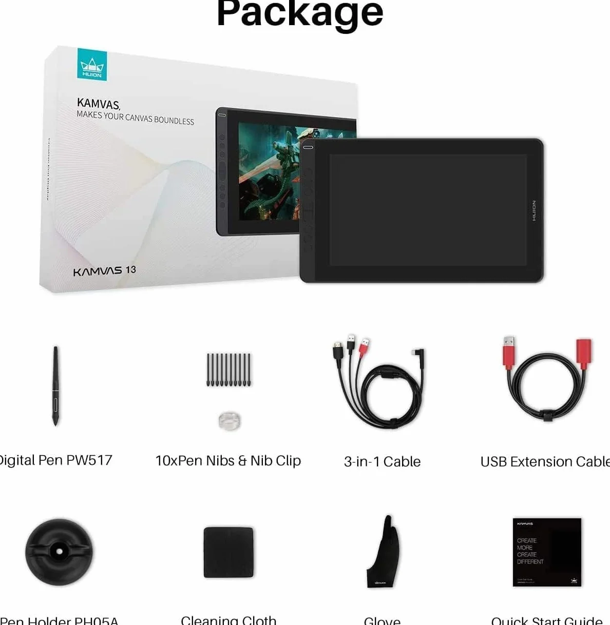 HUION Kamvas 13 Graphic Tablet 5080 lpi 293,76 x 165,24 mm USB czarny