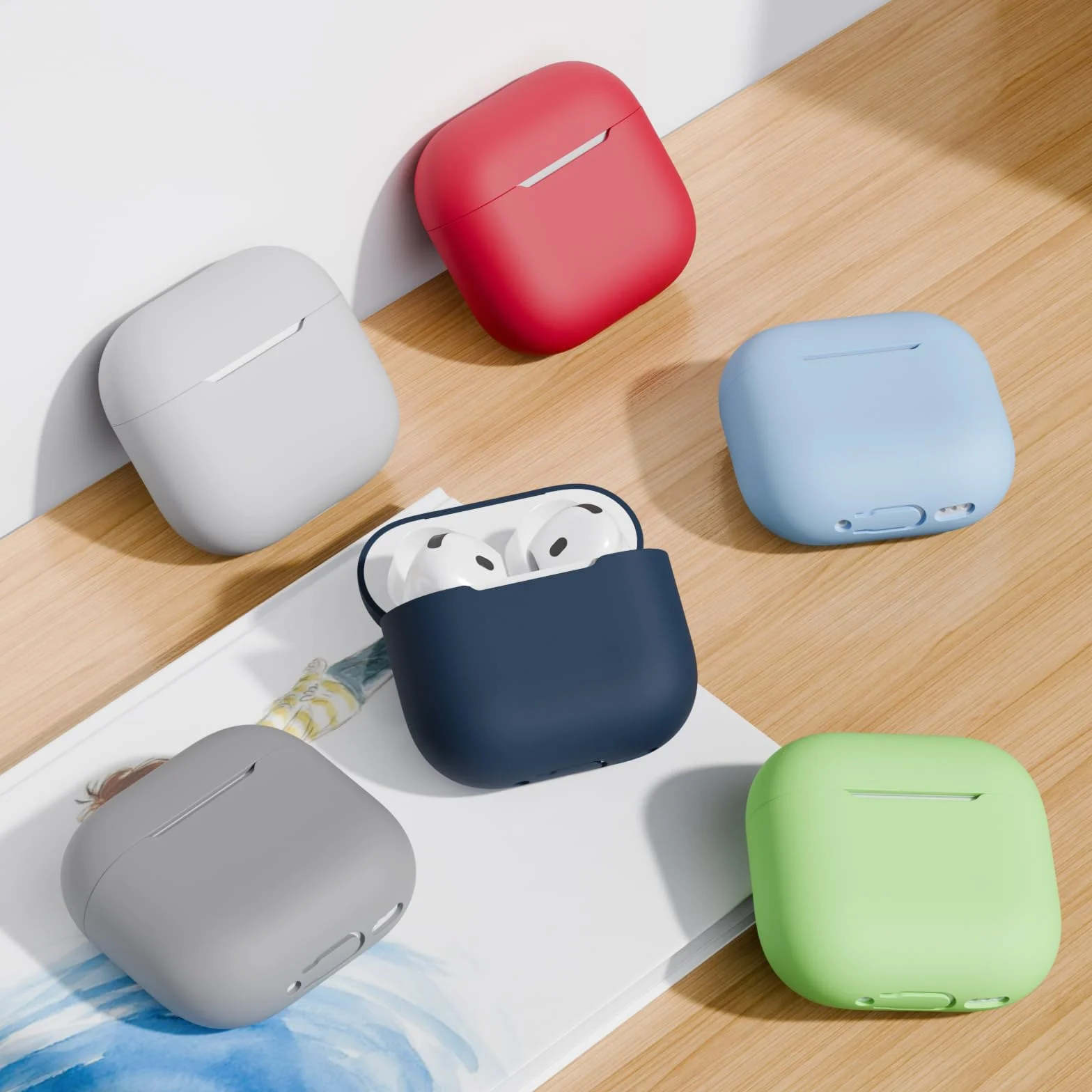 Etui na AirPods 4. generacji, ochronne etui silikonowe, ultracienkie, miękkie, odporne na wstrząsy, widoczna przednia dioda LED (ciemnoniebieski)