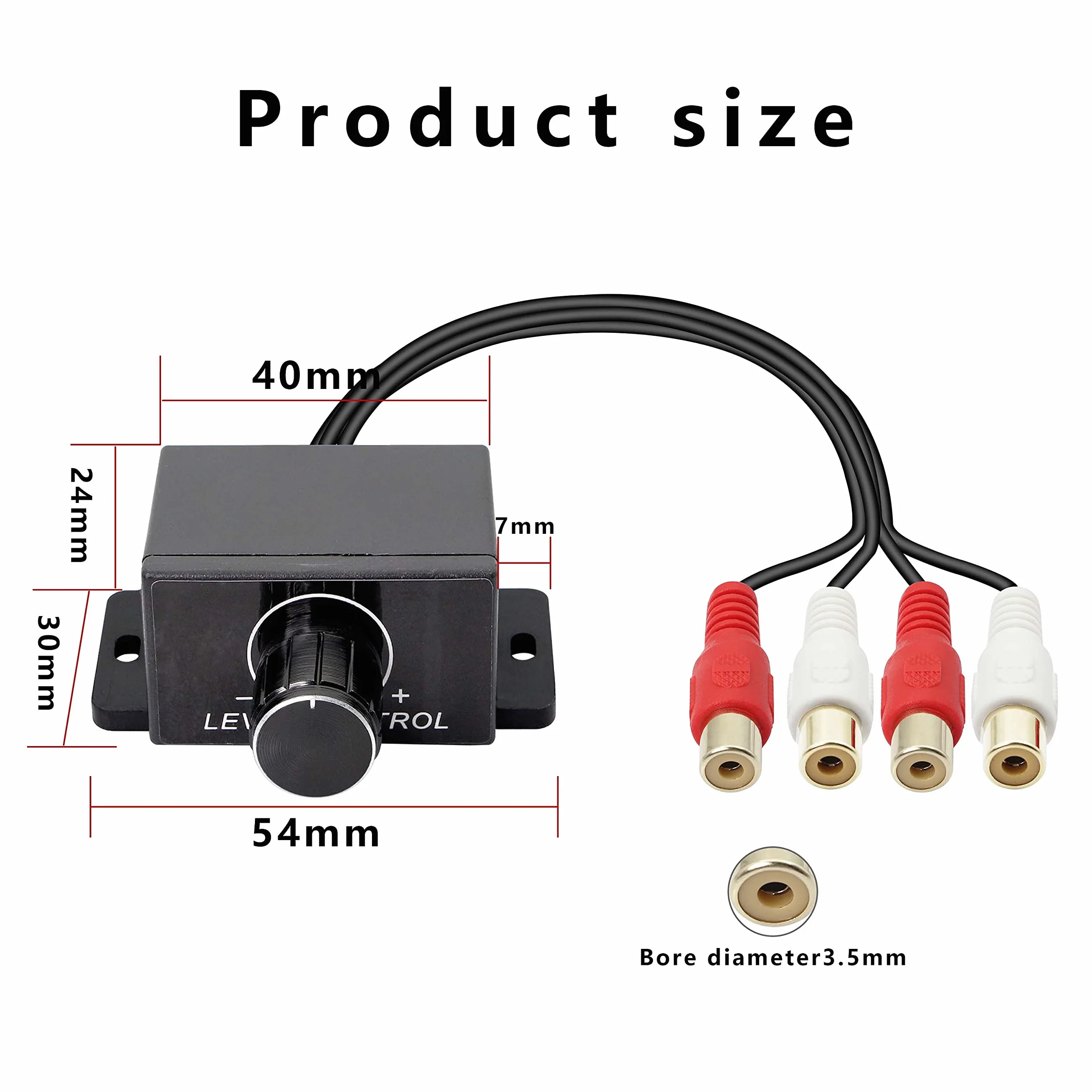 Uniwersalny kontroler poziomu RCA wzmacniacz audio regulator dźwięku Bass Boost Volume przycisk sterujący kabel do samochodu