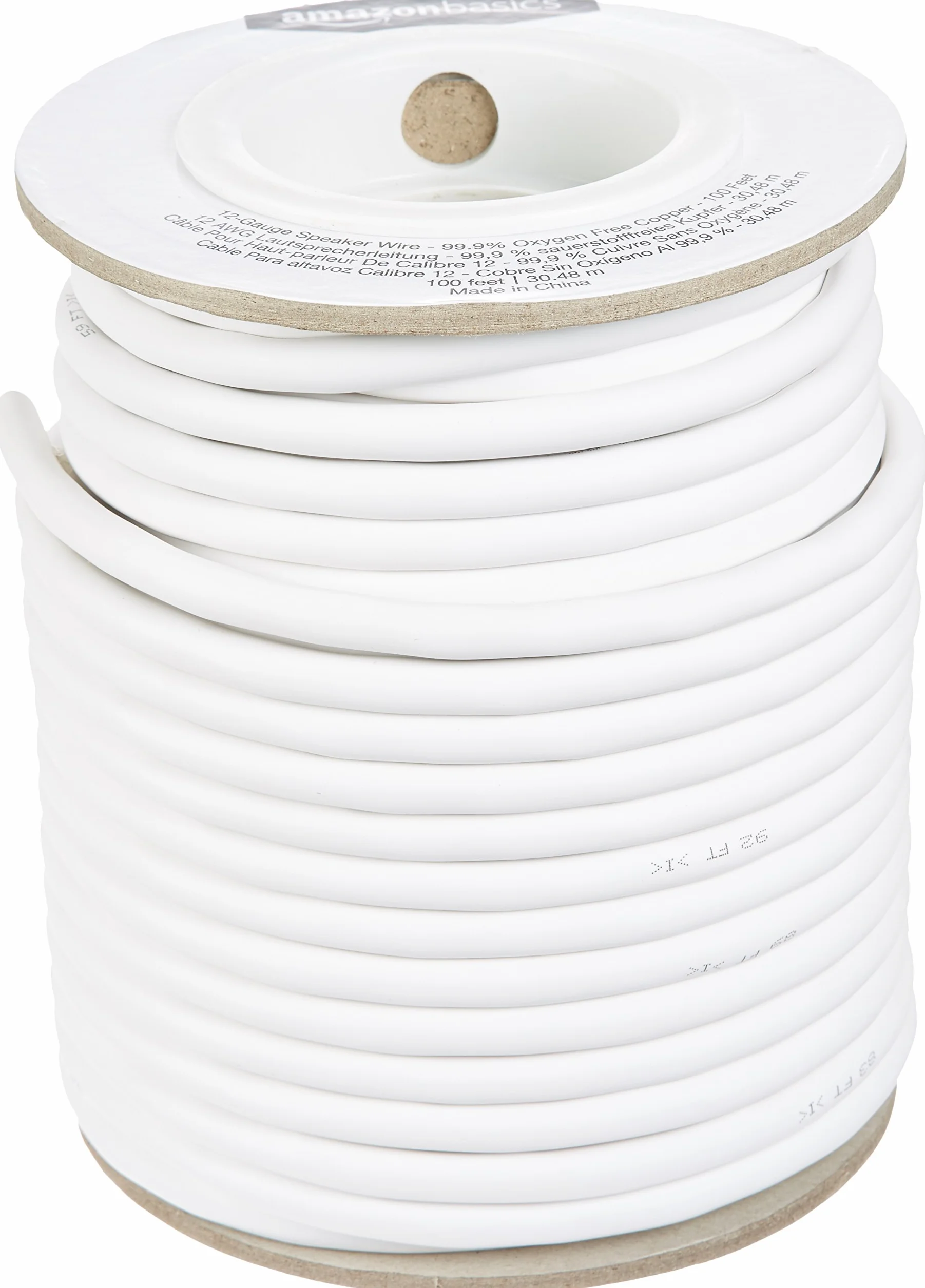 Amazon Basics kabel głośnikowy 12 AWG 99,9% miedzi beztlenowej 30,5 m biały