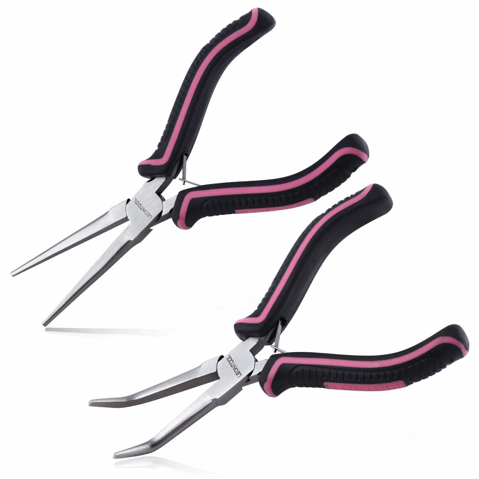 LEONTOOL Zestaw 2 mini z ząbkami, gładkie szczęki, szczypce, łukowe szczypce, do produkcji biżuterii, długie do owijania drutu