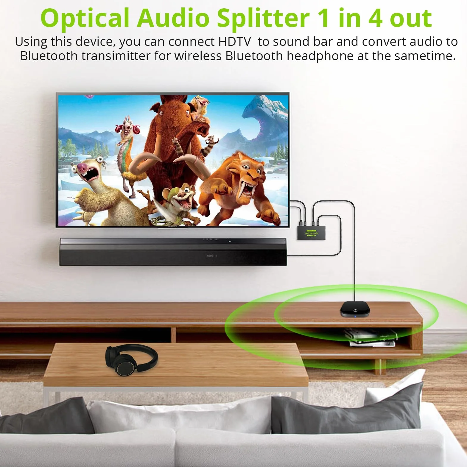 LiNKFOR Optyczny przełącznik audio 4x1 Toslink SPDIF światłowód cyfrowy rozdzielacz LPCM2.0 DTS Dolby-AC3