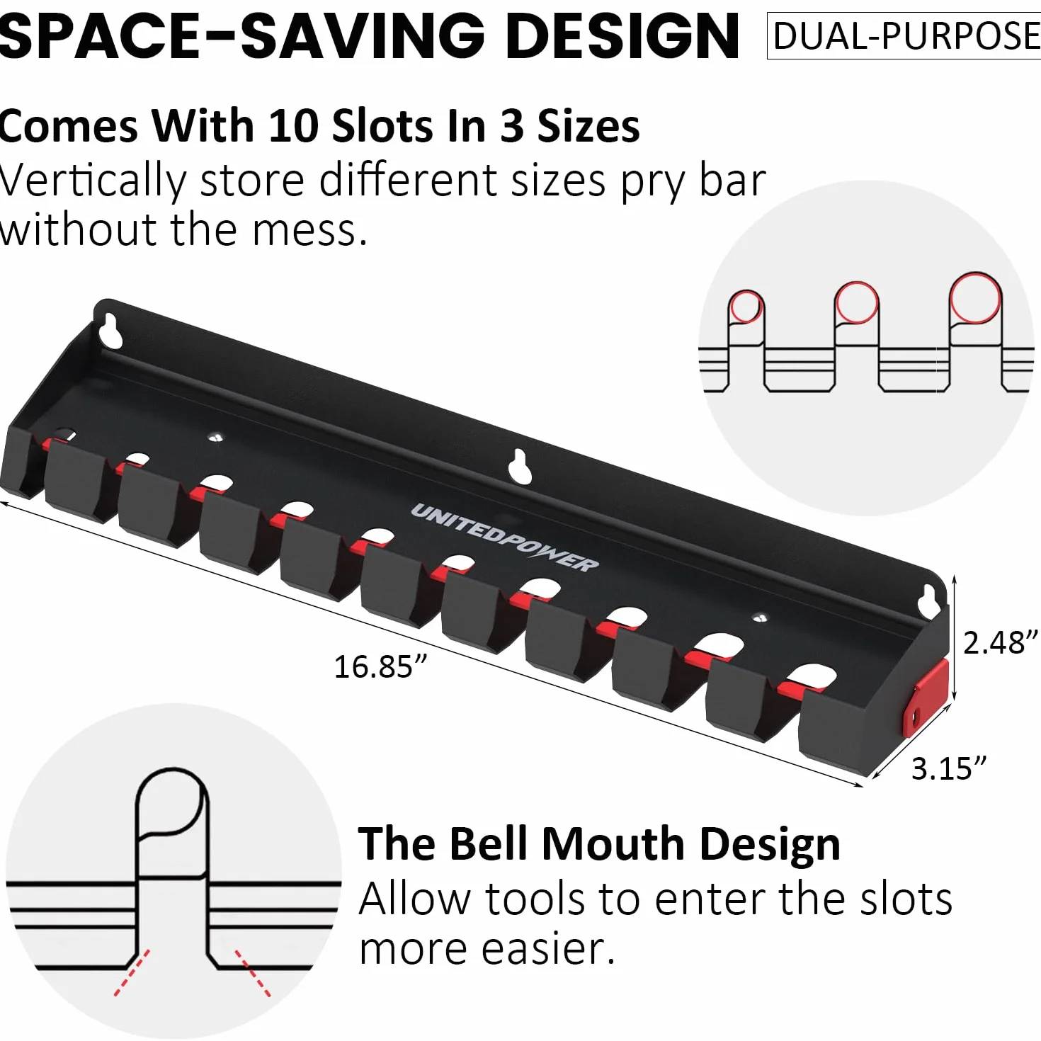 UNITEDPOWER Pry Bar Organizer Rack