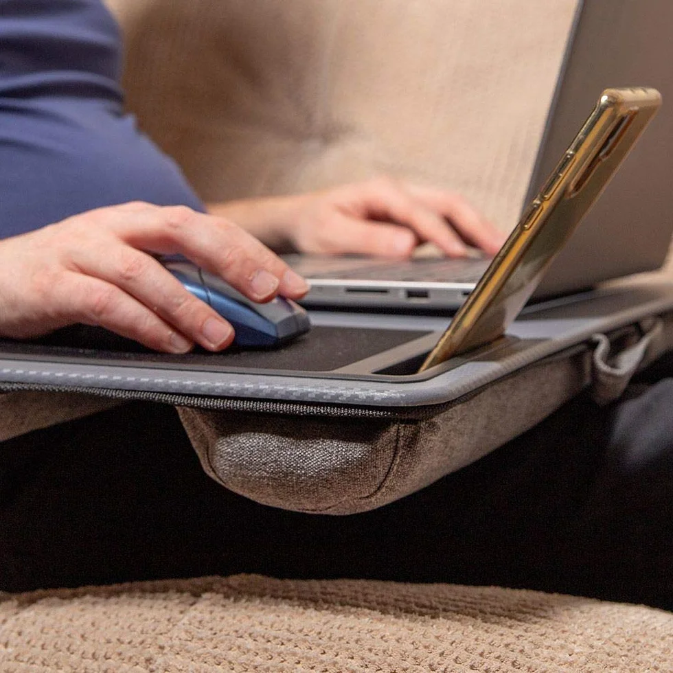InGenious Duży blat na biurko do kolan Stojak na komputer 17" Gniazdo na tablet i telefon z wbudowaną podkładką pod mysz