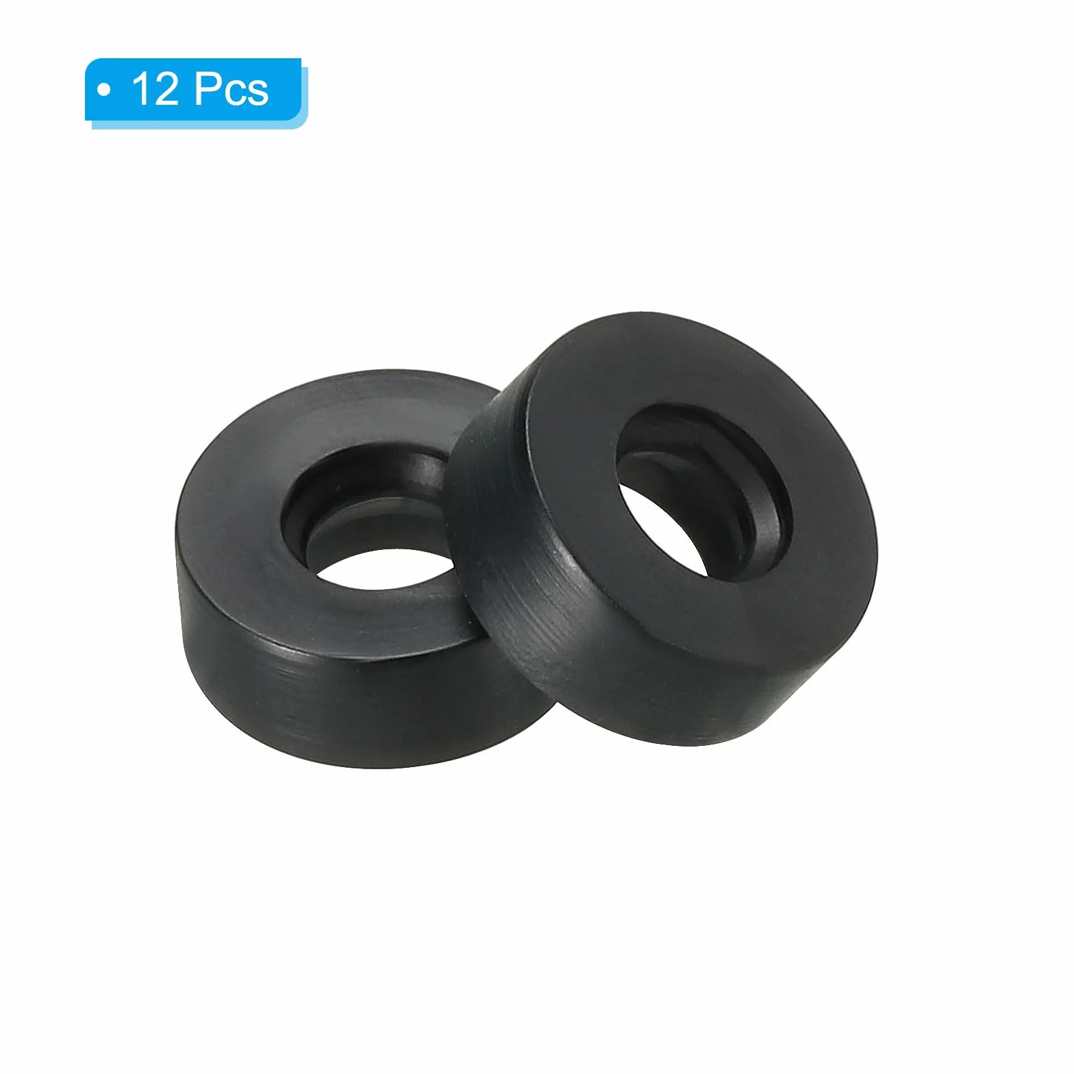 PATIKIL Gumowe podkładki M6, okrągłe, 12 sztuk 6 mm ID 12 mm OD 4,5 mm grubości, płaskie podkładki, zestaw gumowych uszczelek do rury kranowej, śruby mocujące, czarne